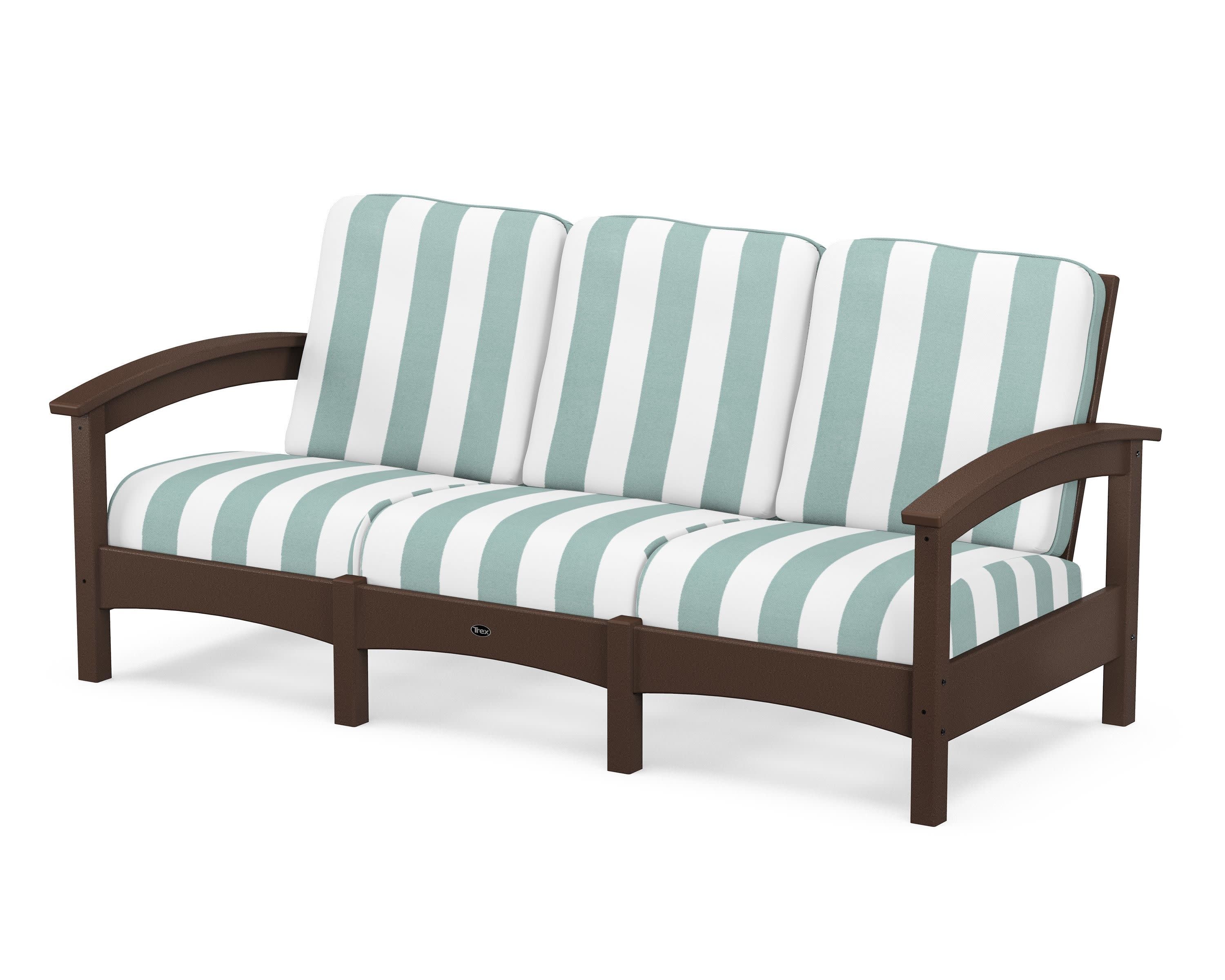 Rockport Club Sofa in Vintage Lantern / Cabana Stripe Glacier Spa