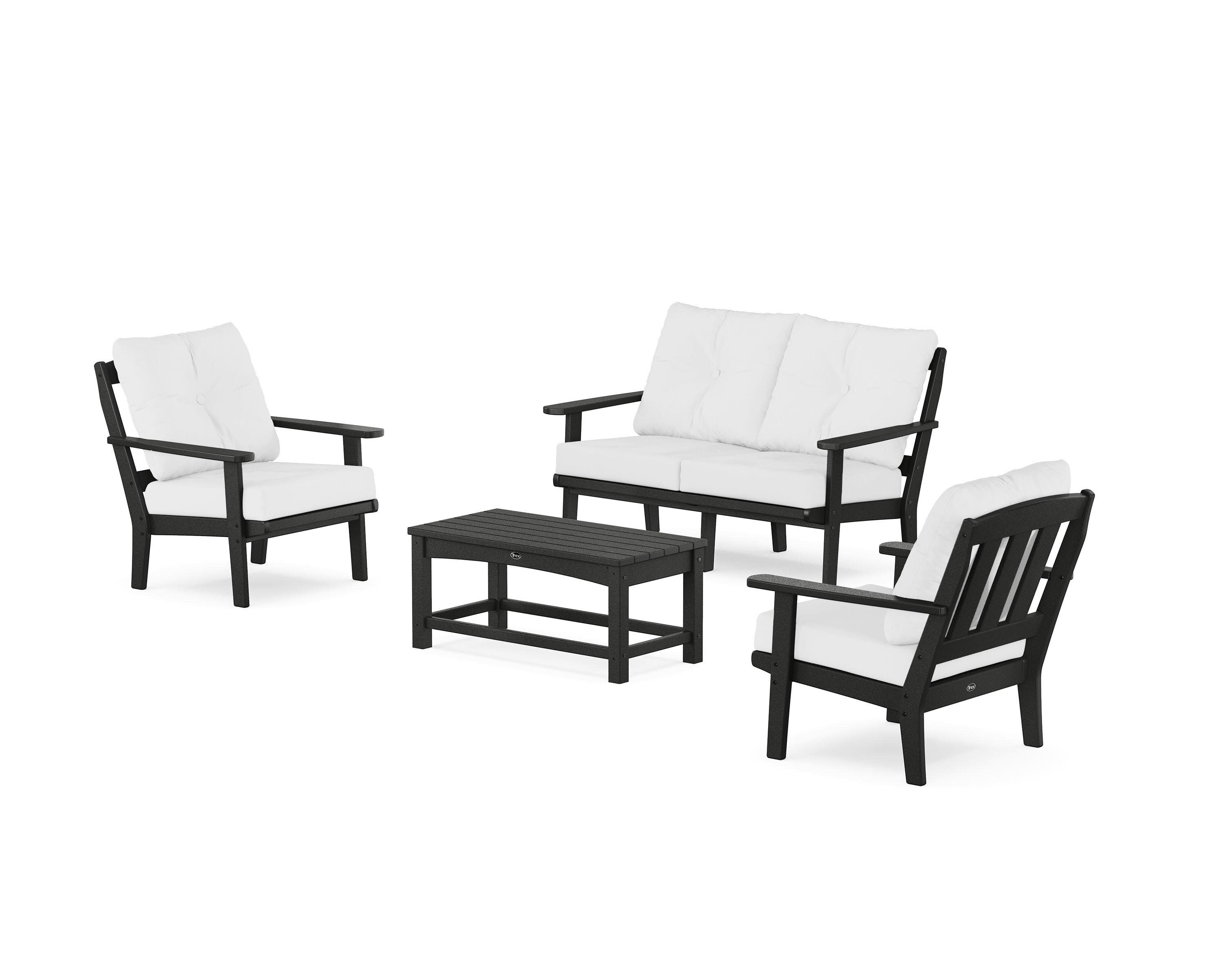 Cape Cod 4-Piece Deep Seating Set with Loveseat in Charcoal Black / Natural