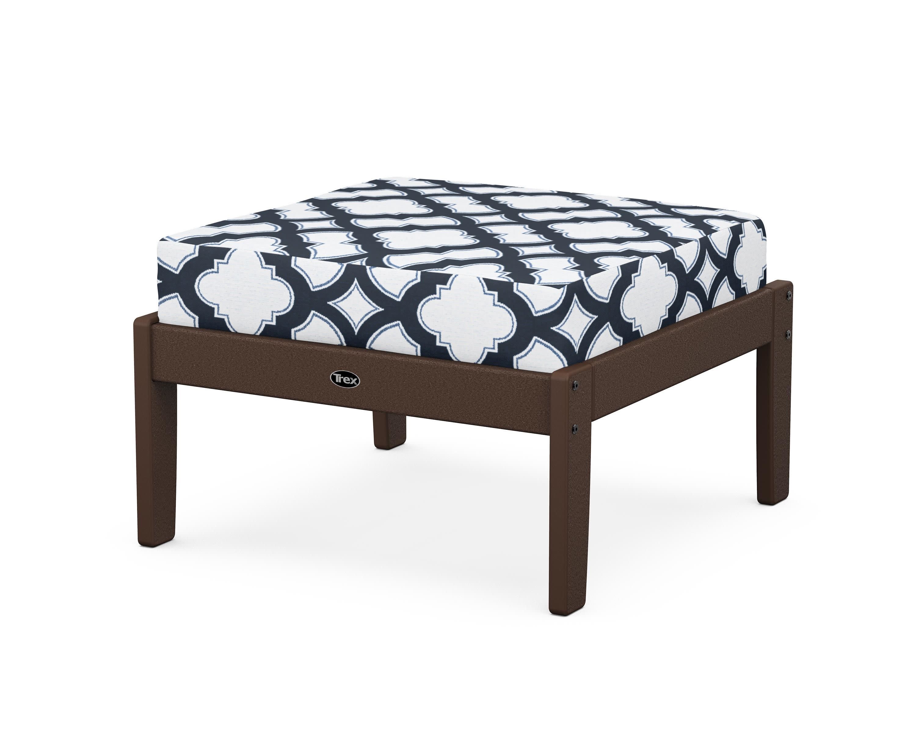 Yacht Club Deep Seating Ottoman in Vintage Lantern / Trellis Marine Indigo