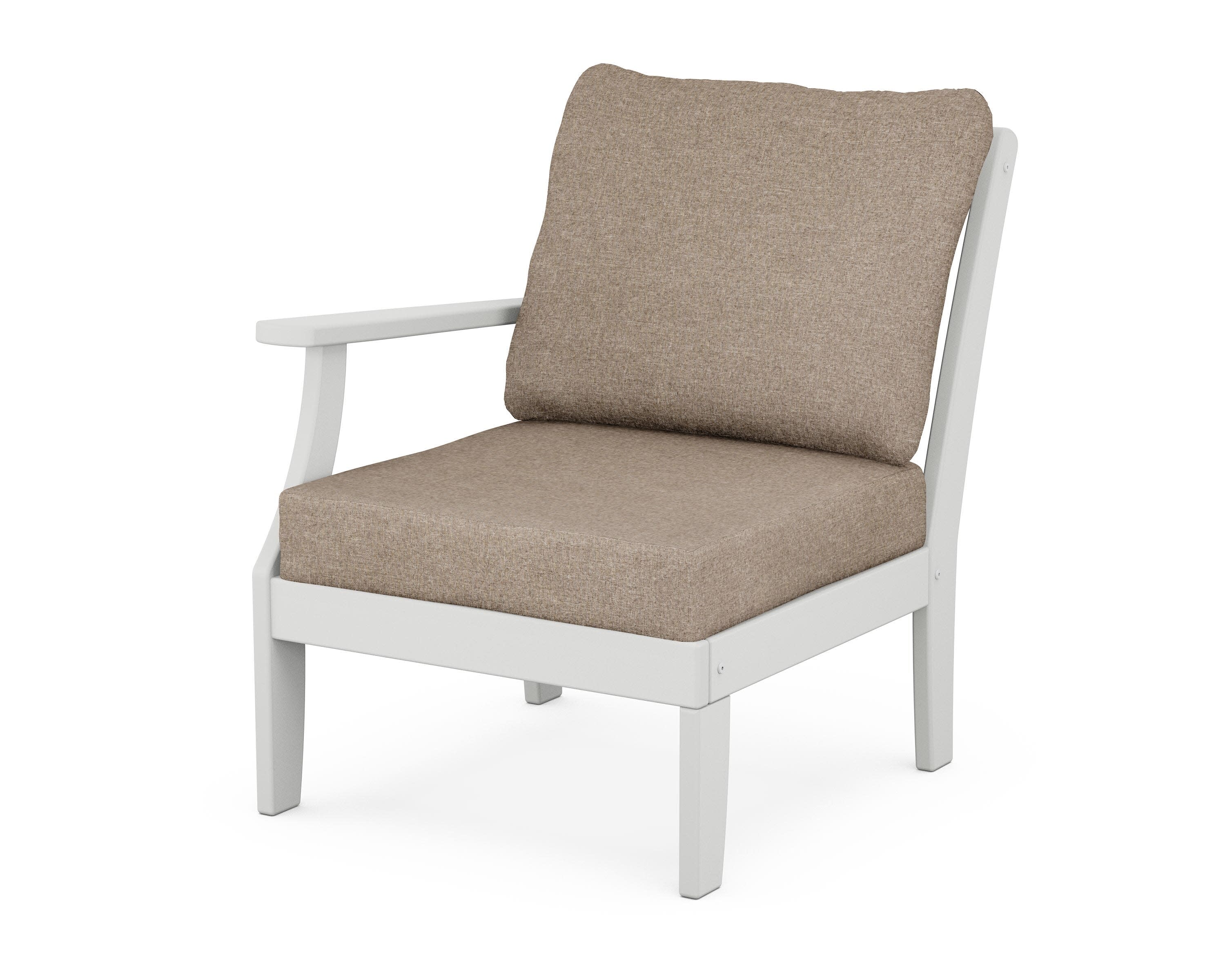 Yacht Club Modular Left Arm Chair in Classic White / Spiced Burlap