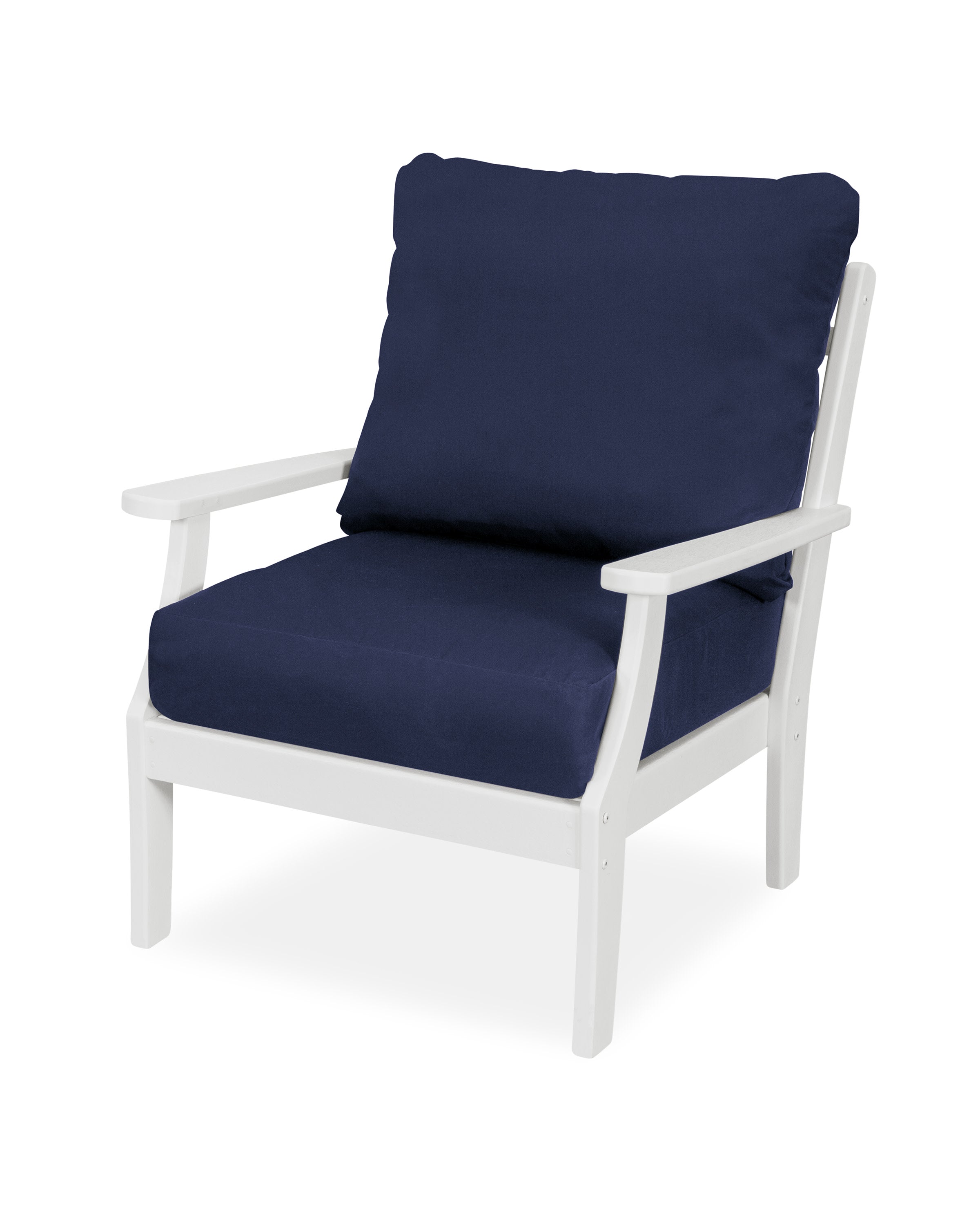 Yacht Club Deep Seating Chair in Classic White / Navy