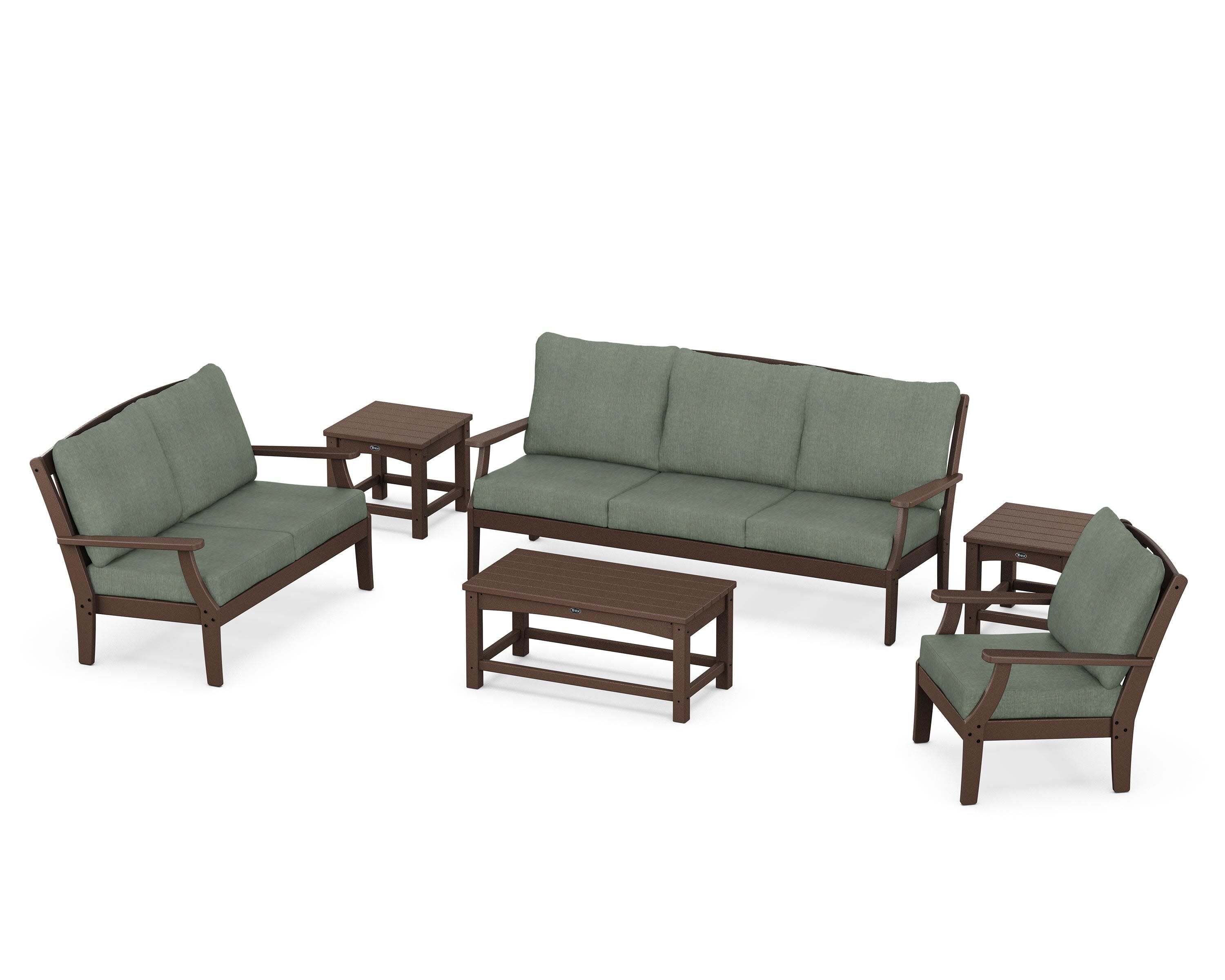 Yacht Club 6-Piece Deep Seating Set in Vintage Lantern / Cast Sage