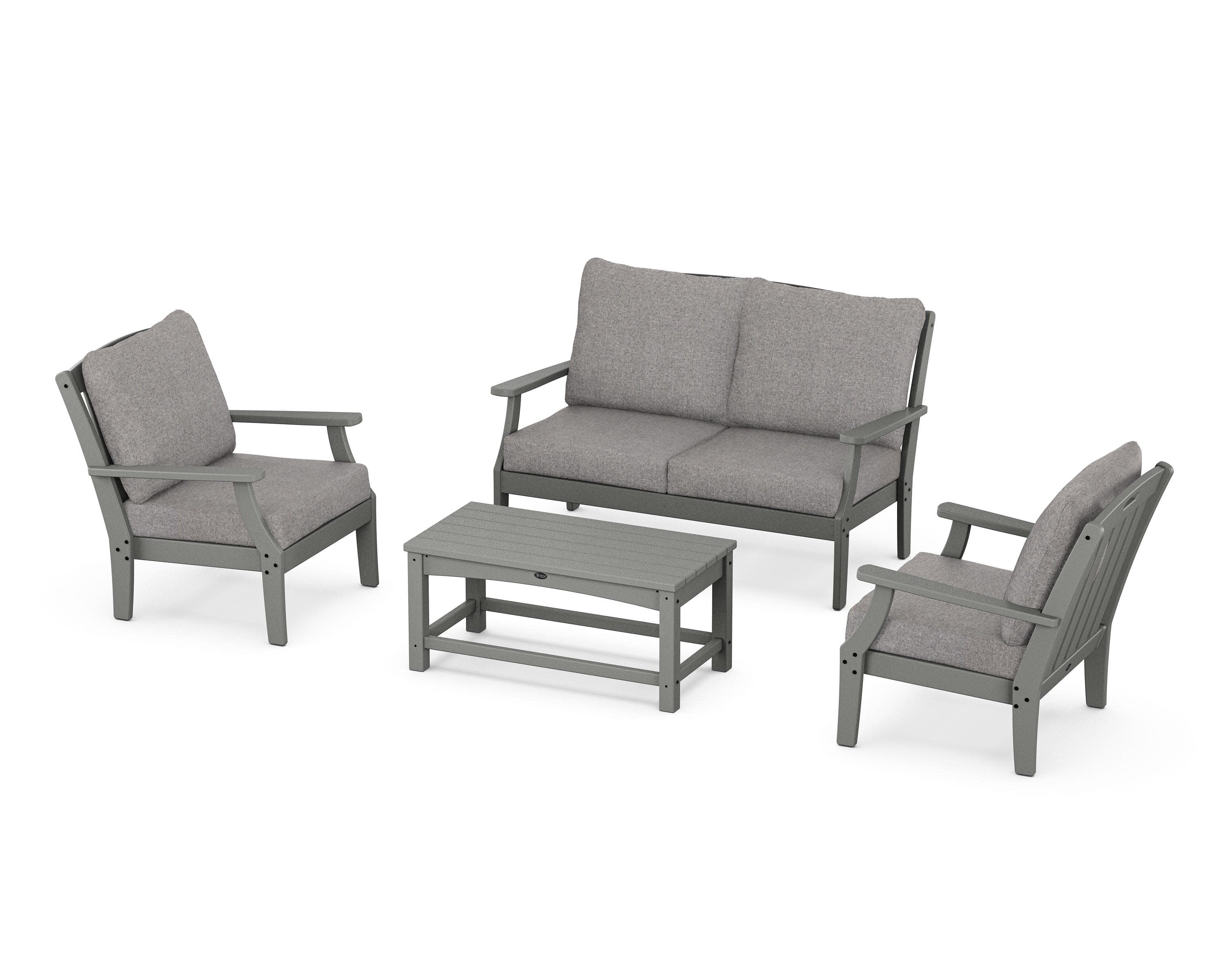 Yacht Club 4-Piece Deep Seating Chair Set in Stepping Stone / Grey Mist