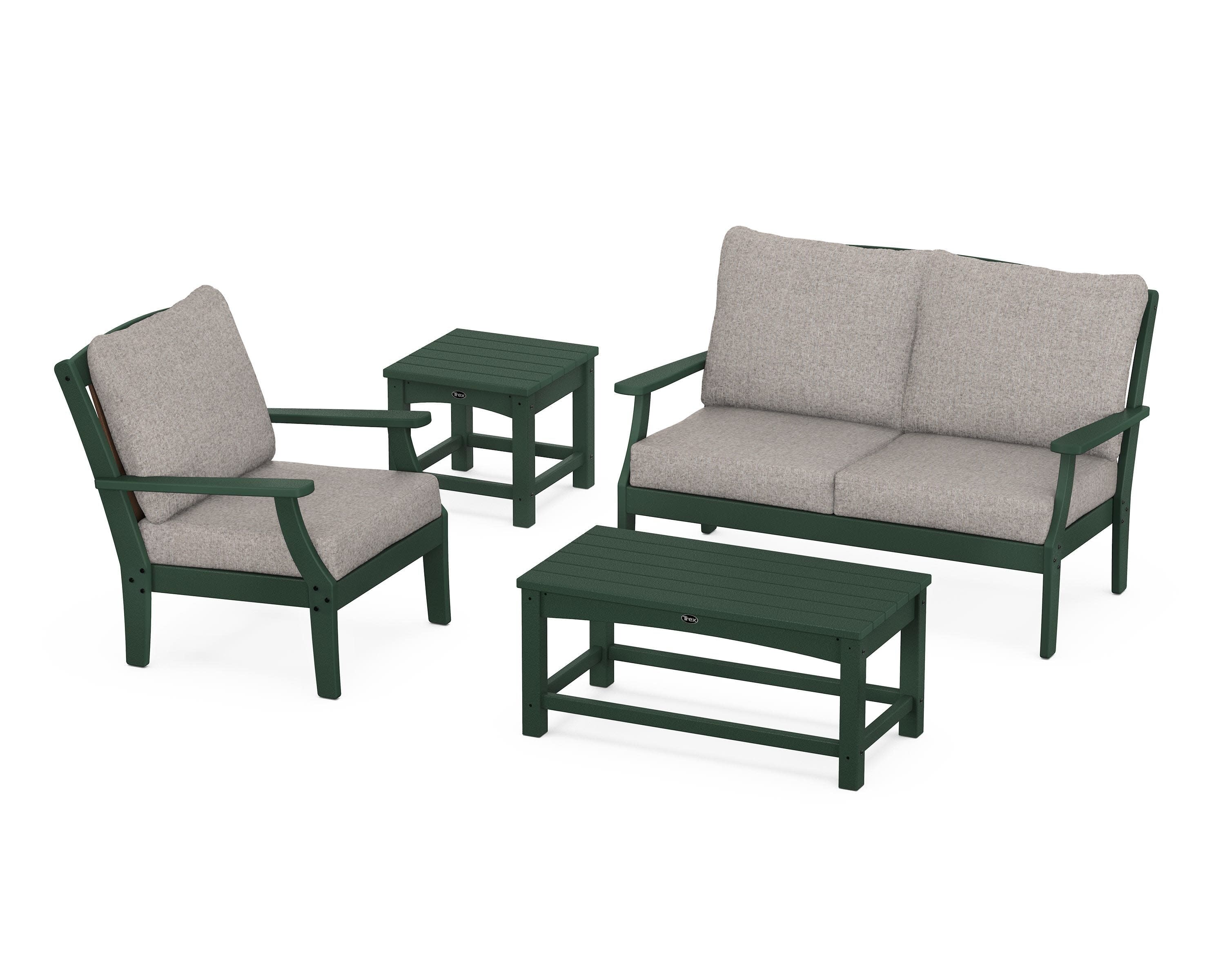 Yacht Club 4-Piece Deep Seating Set in Rainforest Canopy / Weathered Tweed
