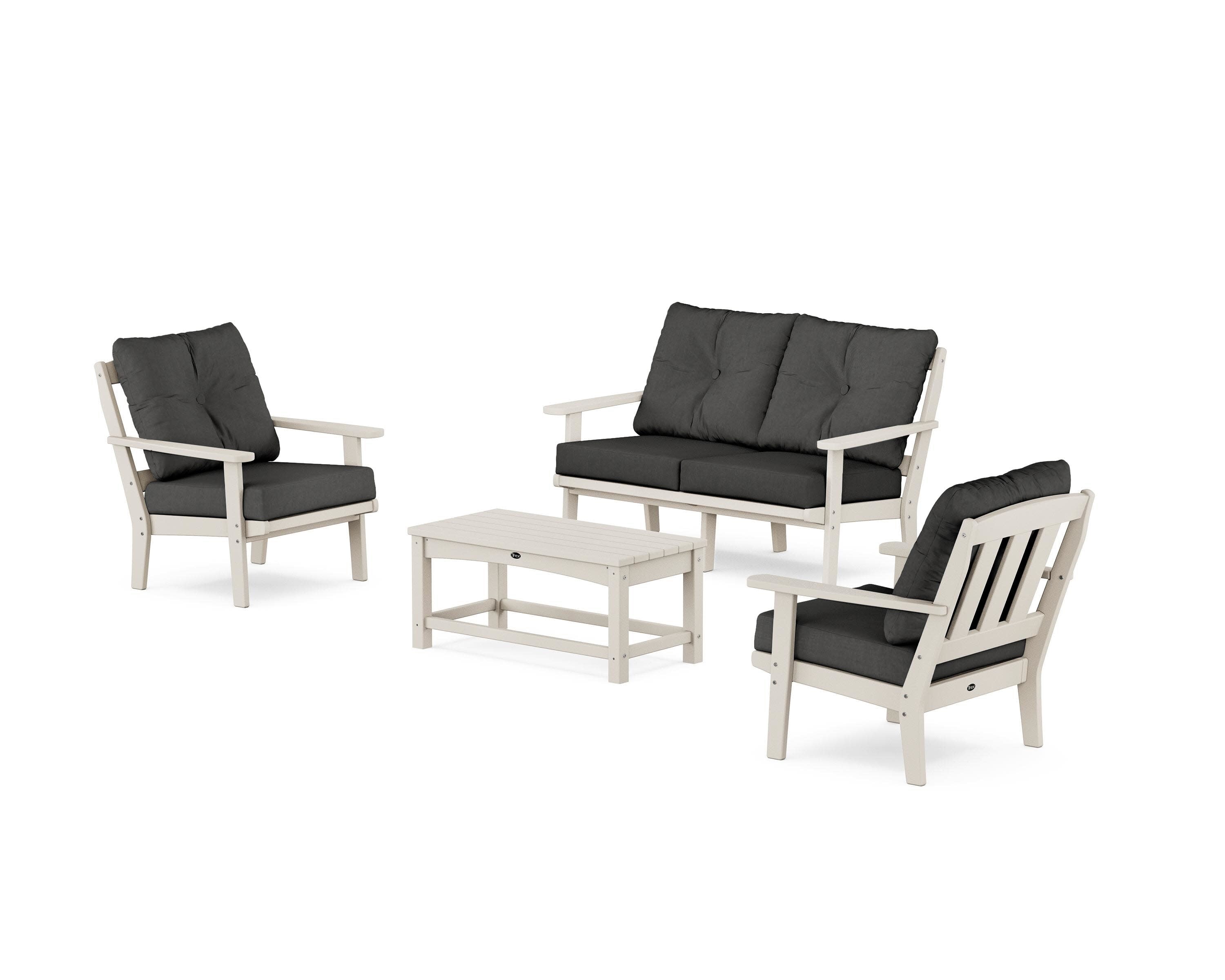 Cape Cod 4-Piece Deep Seating Set with Loveseat in Sand Castle / Spectrum Carbon