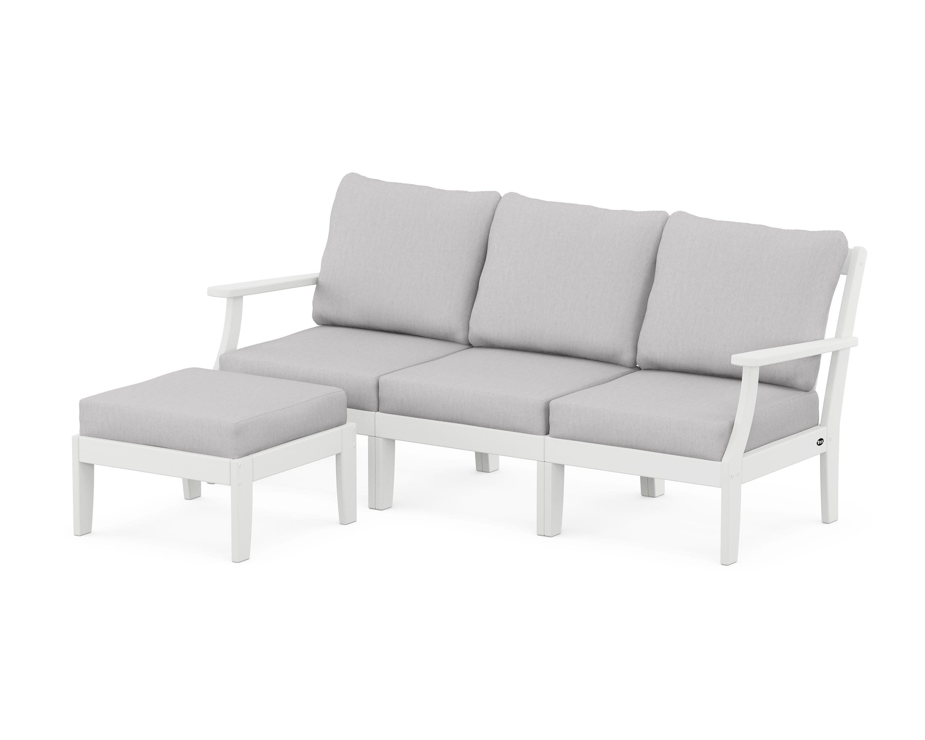 Yacht Club Modular 4-Piece Deep Seating Set with Ottoman in Classic White / Granite