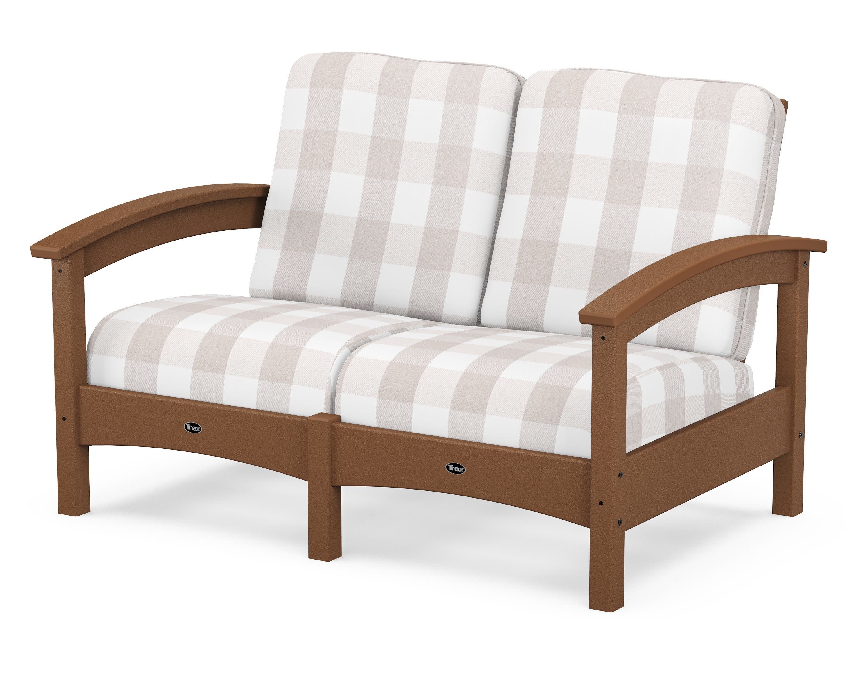Rockport Club Loveseat in Tree House / Buffalo Plaid Dune Burlap