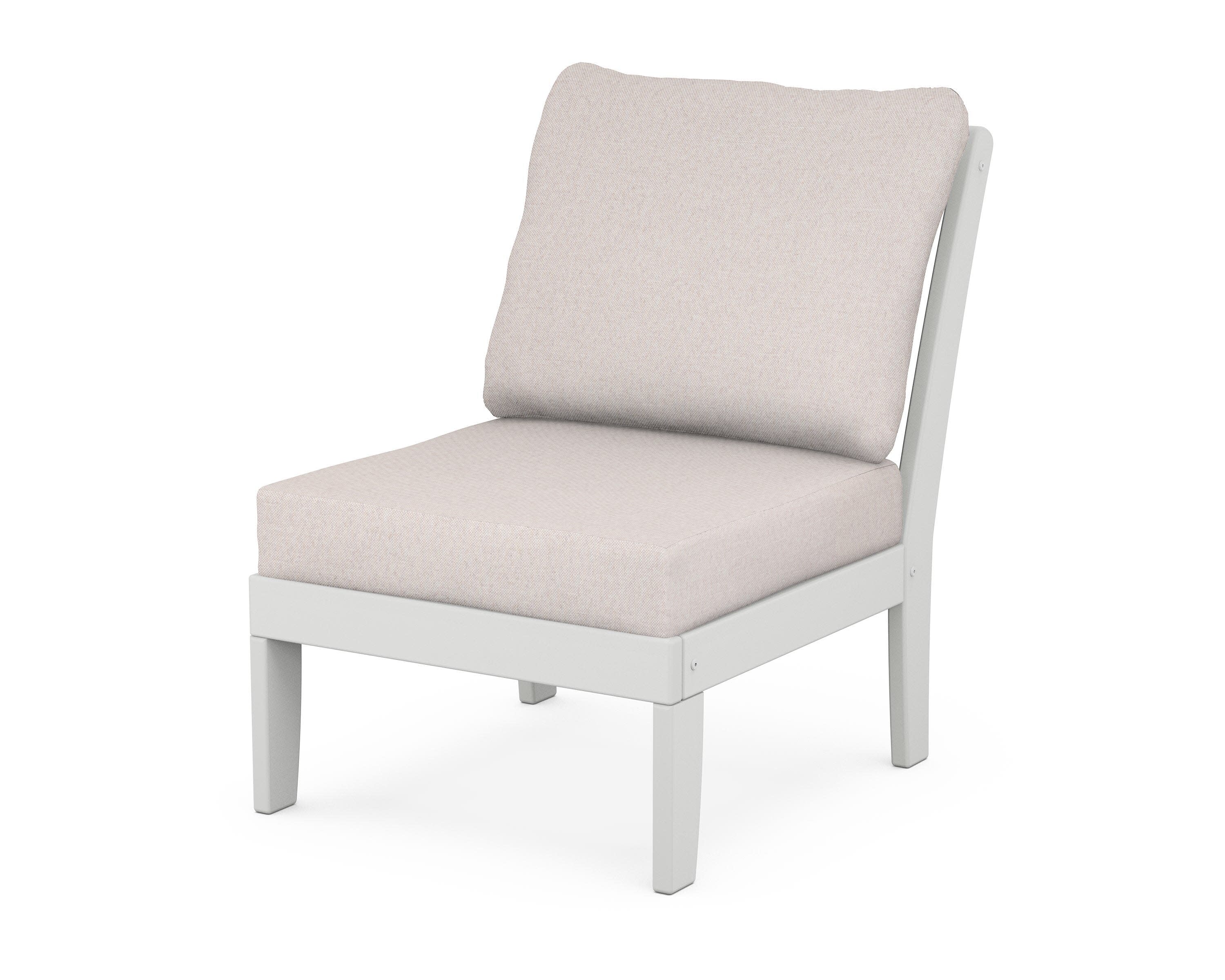 Yacht Club Modular Armless Chair in Classic White / Dune Burlap