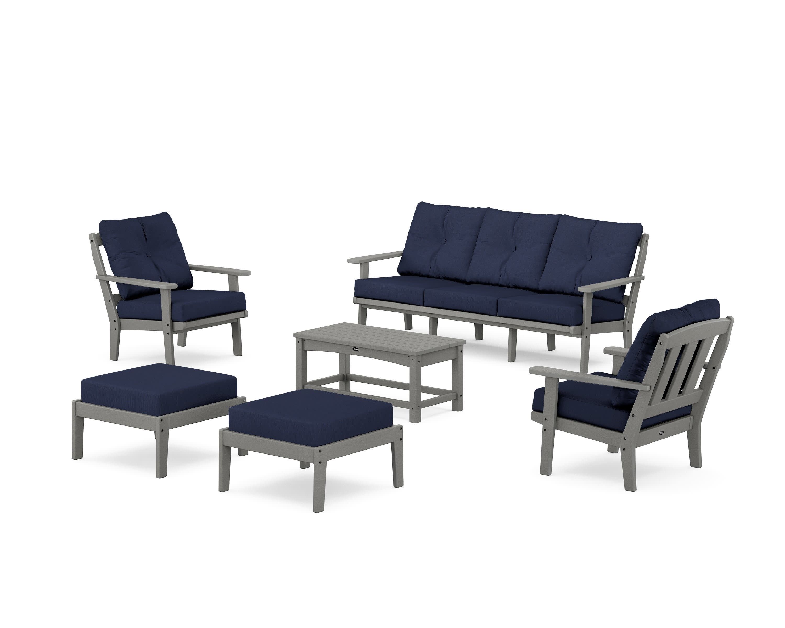 Cape Cod 6-Piece Lounge Sofa Set in Stepping Stone / Spectrum Indigo