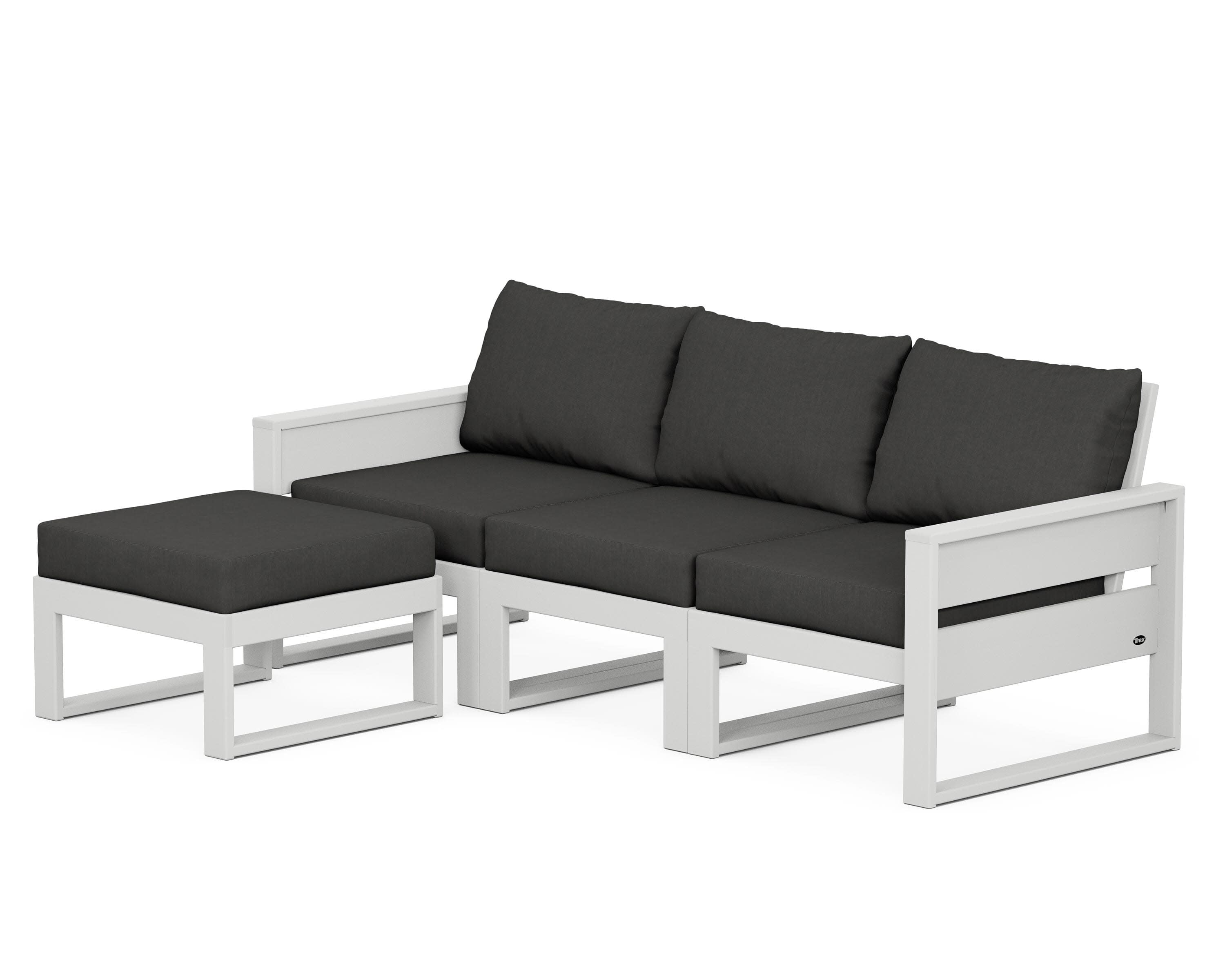 Eastport 4- Piece Sectional with Ottoman in Classic White / Spectrum Carbon