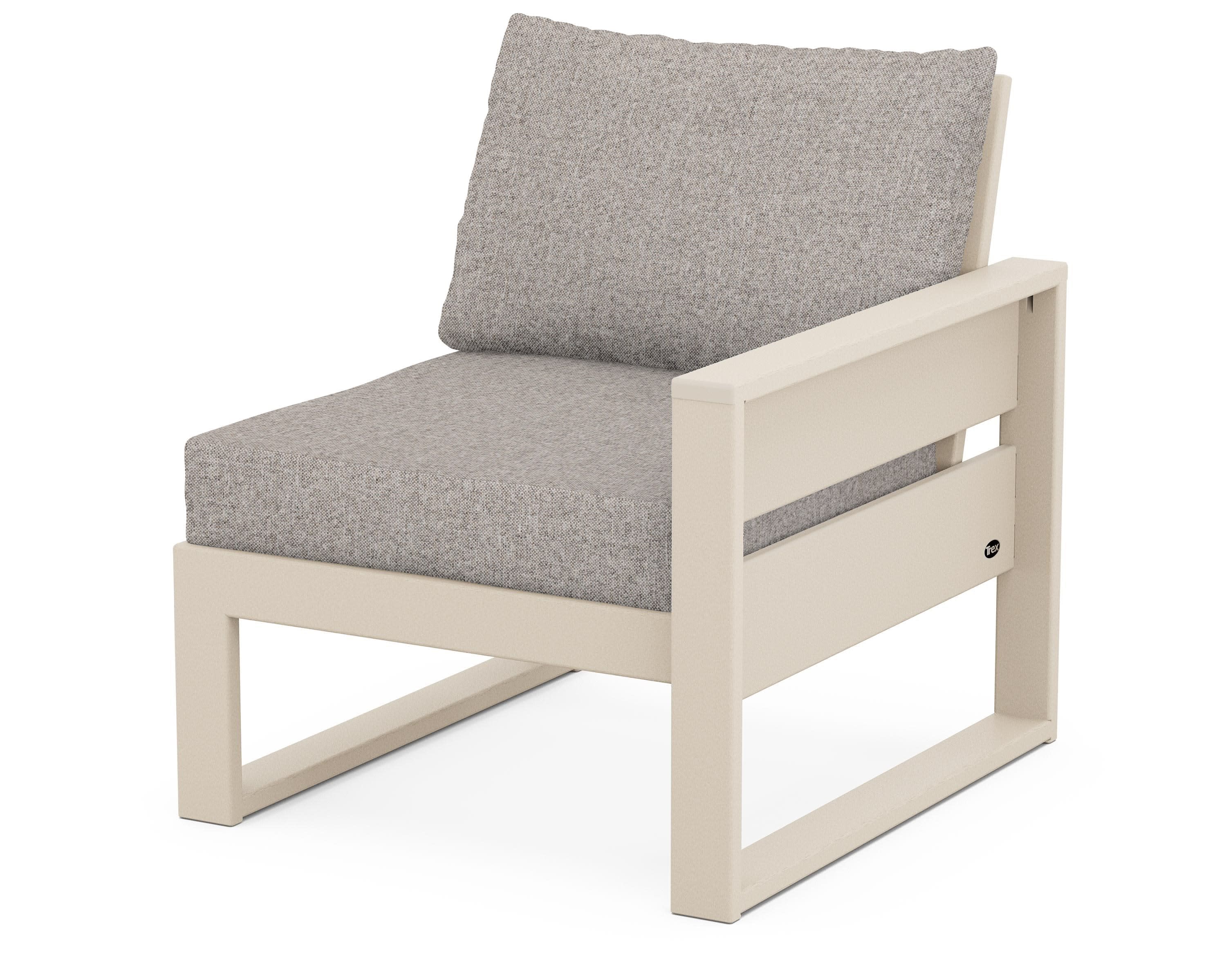 Eastport Modular Right Arm Chair in Sand Castle / Weathered Tweed