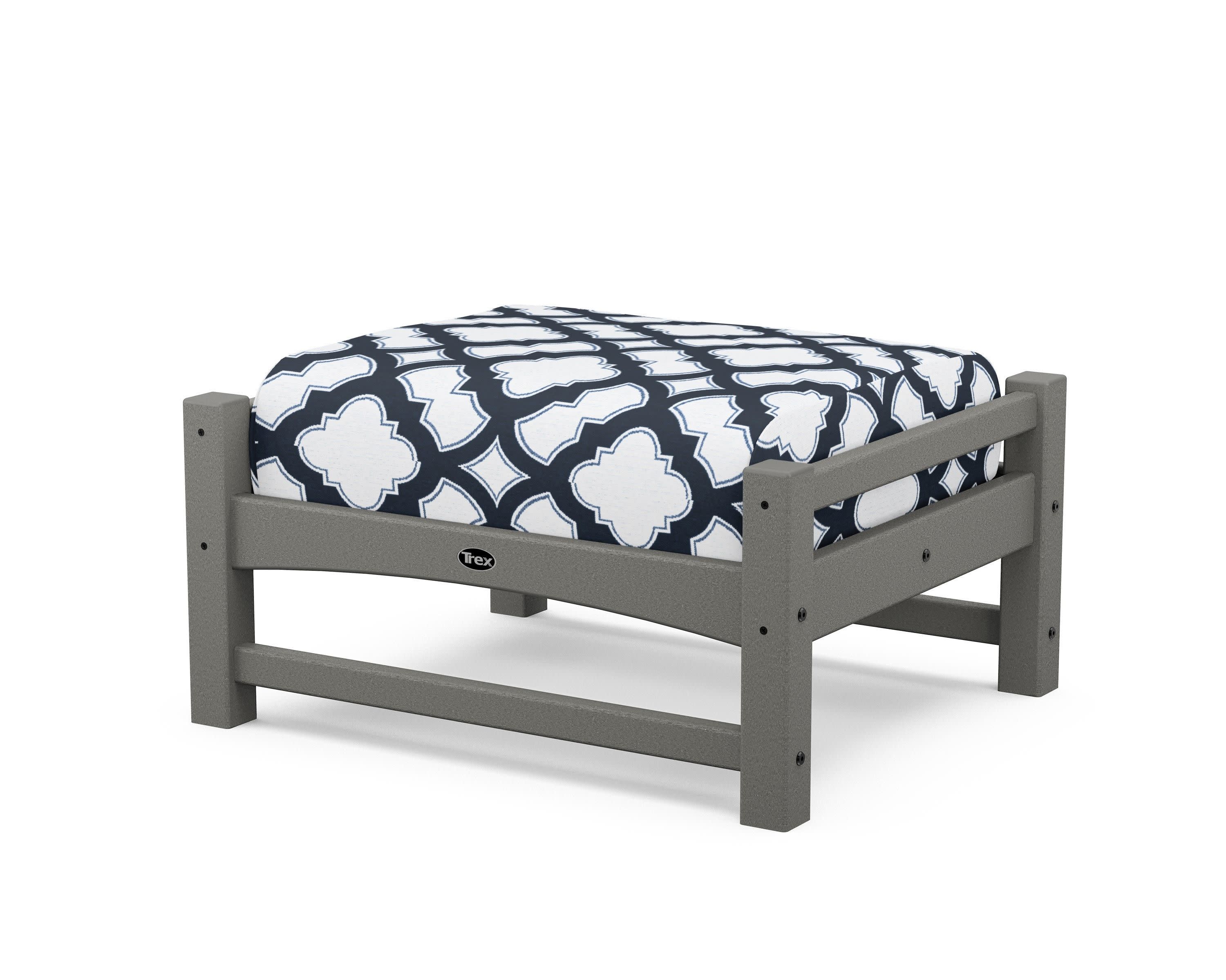 Rockport Club Ottoman in Stepping Stone / Trellis Marine Indigo