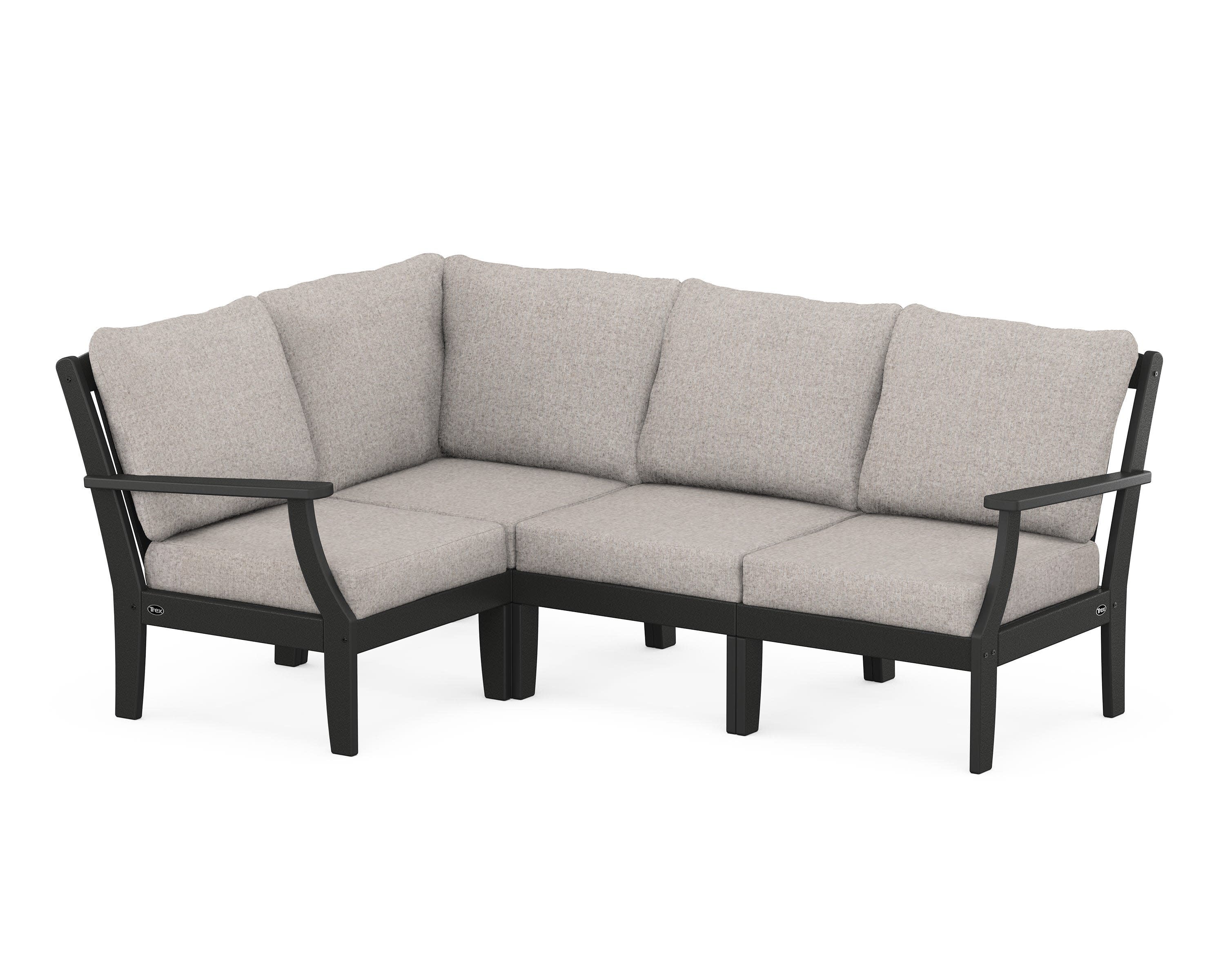 Yacht Club Modular 4-Piece Deep Seating Set in Charcoal Black / Weathered Tweed