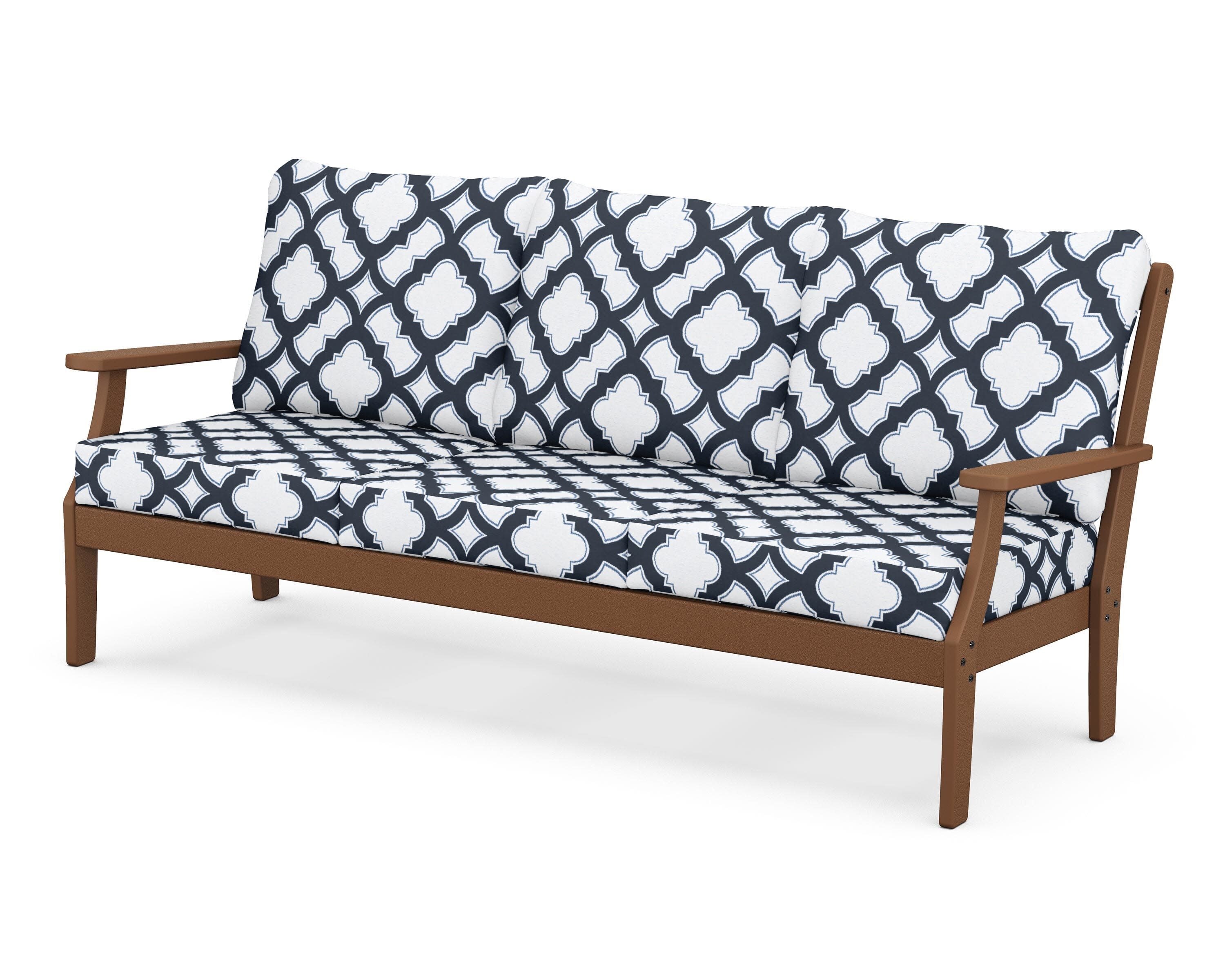 Yacht Club Deep Seating Sofa in Tree House / Trellis Marine Indigo