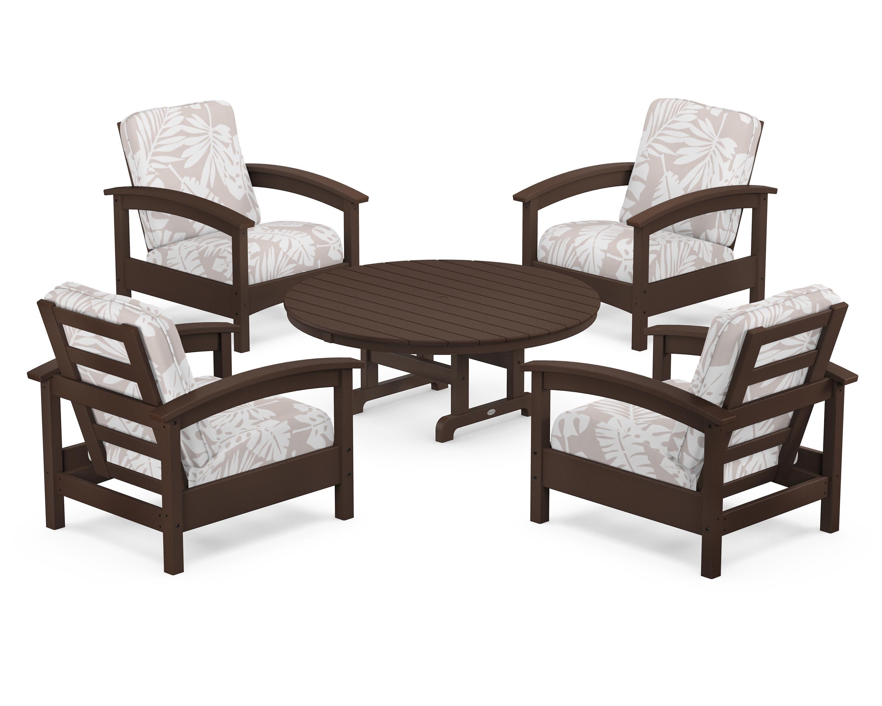 Rockport 5-Piece Deep Seating Set in Vintage Lantern / Leaf Dune Burlap
