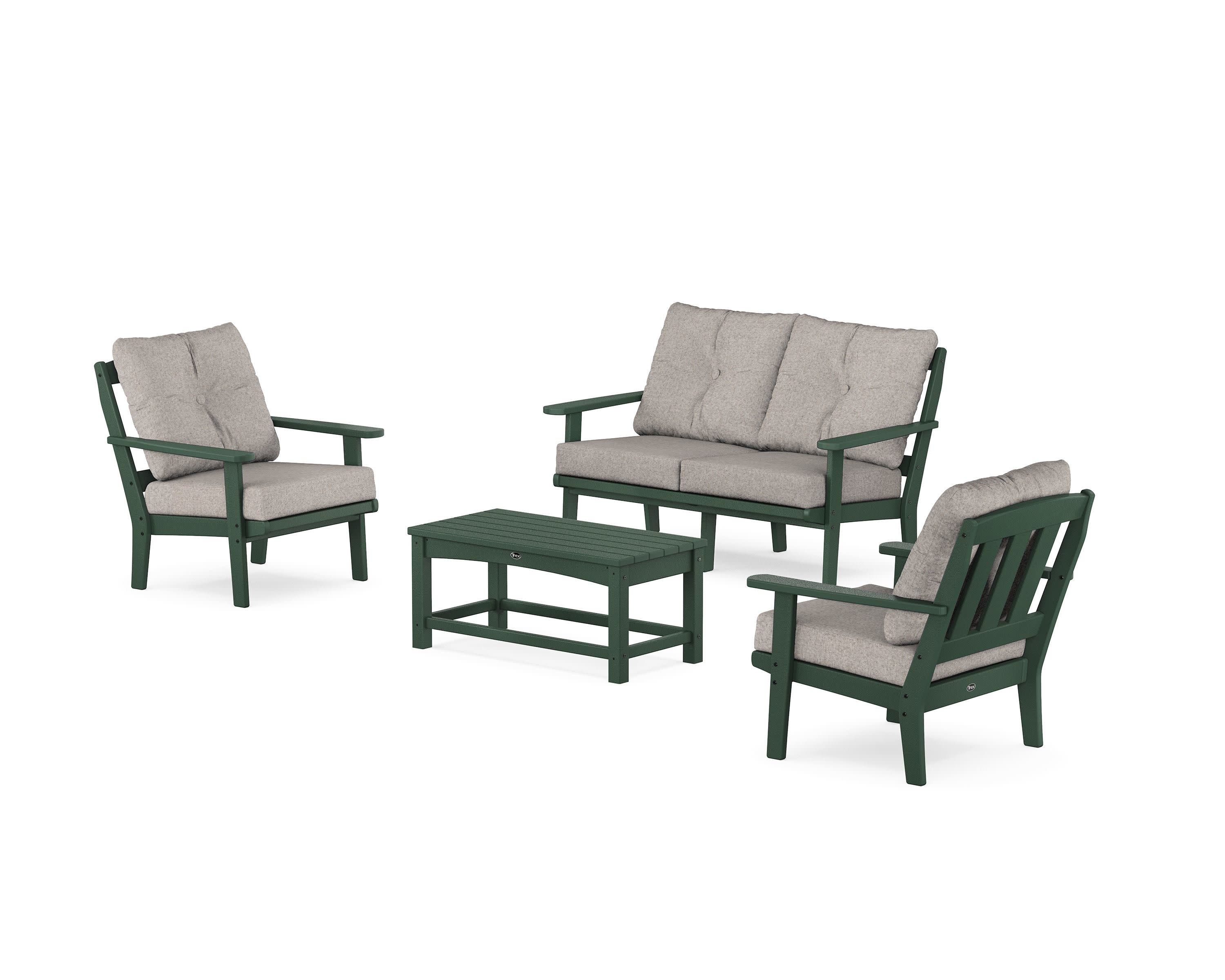 Cape Cod 4-Piece Deep Seating Set with Loveseat in Rainforest Canopy / Weathered Tweed