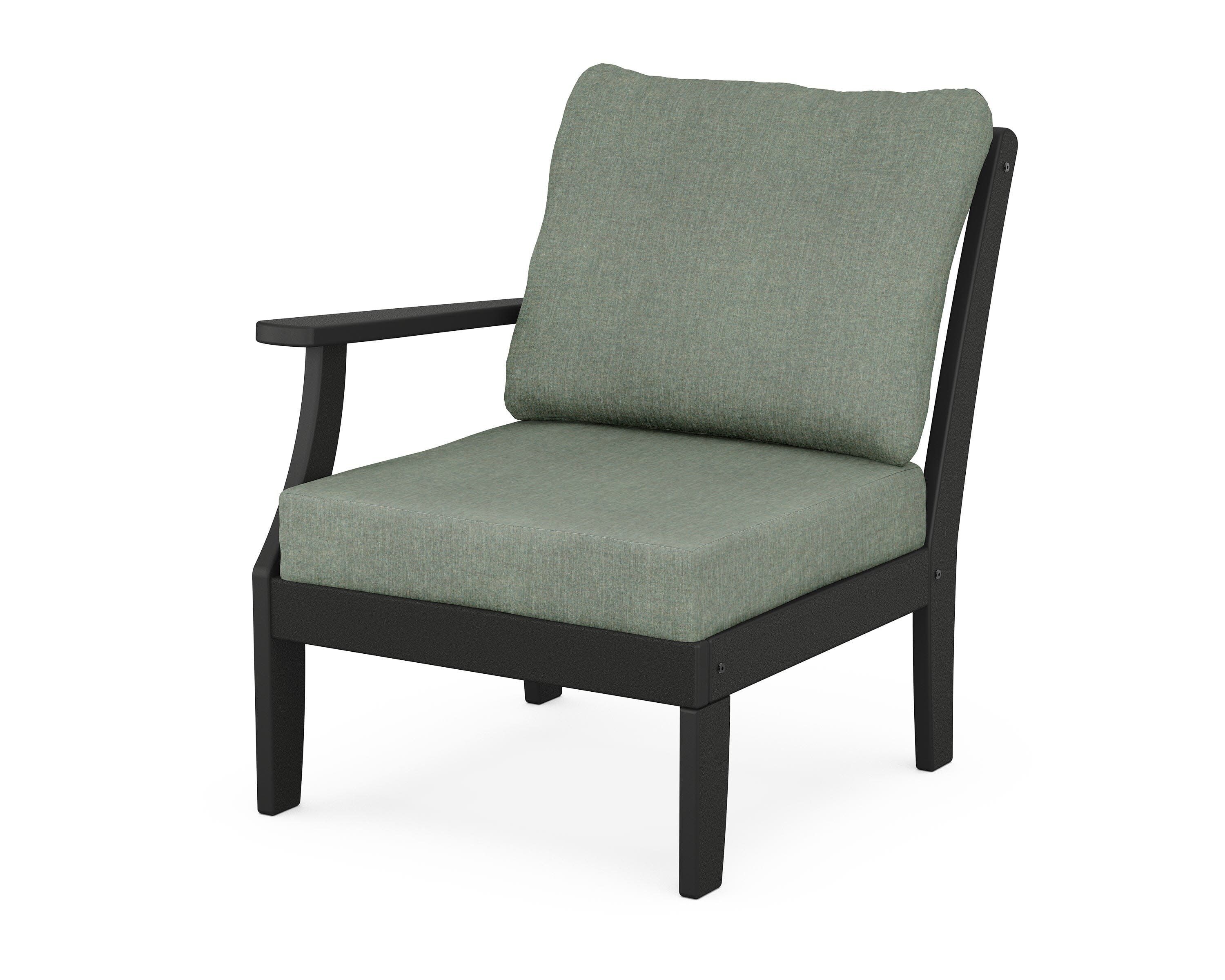 Yacht Club Modular Left Arm Chair in Charcoal Black / Cast Sage