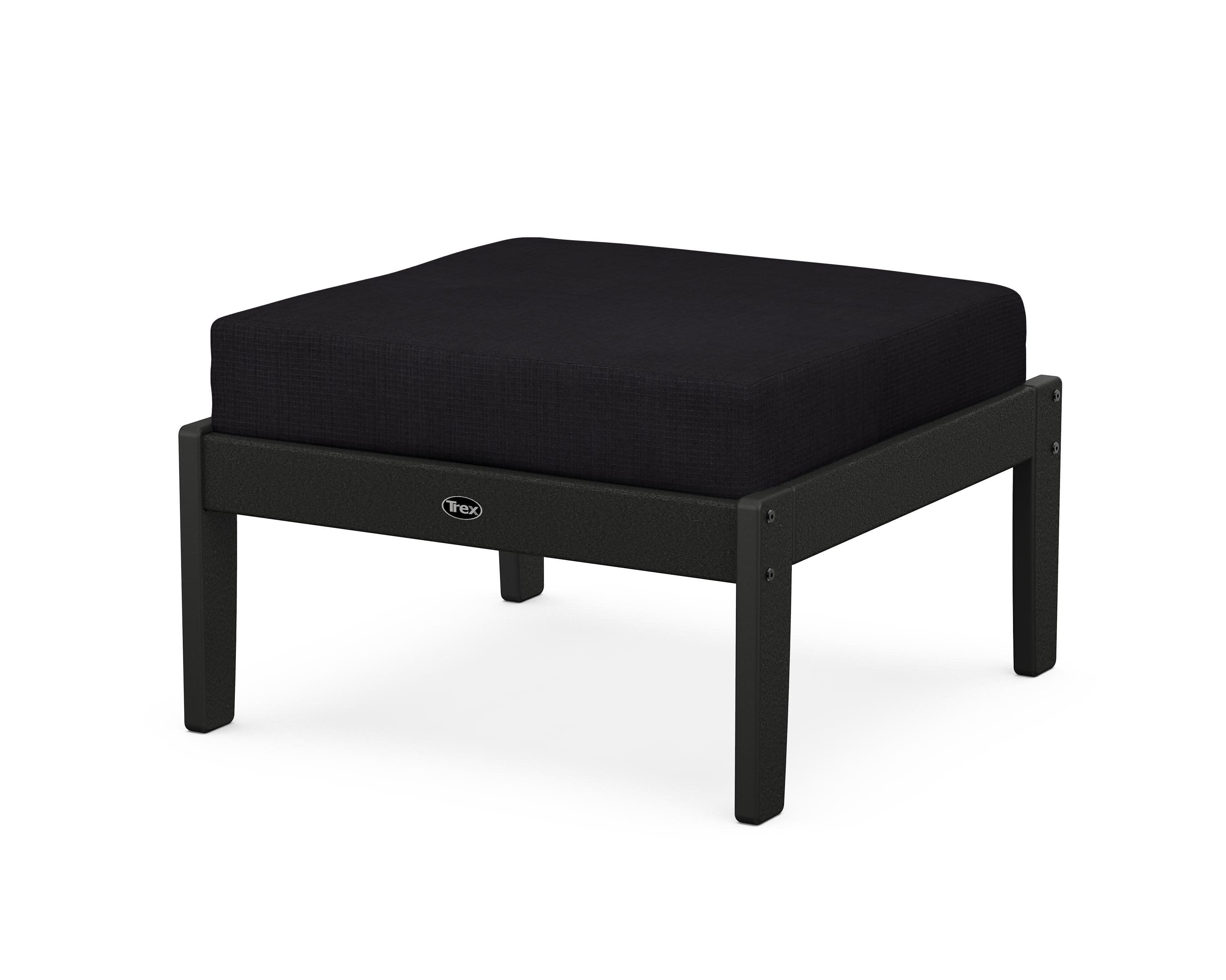 Yacht Club Deep Seating Ottoman in Charcoal Black / Midnight Linen