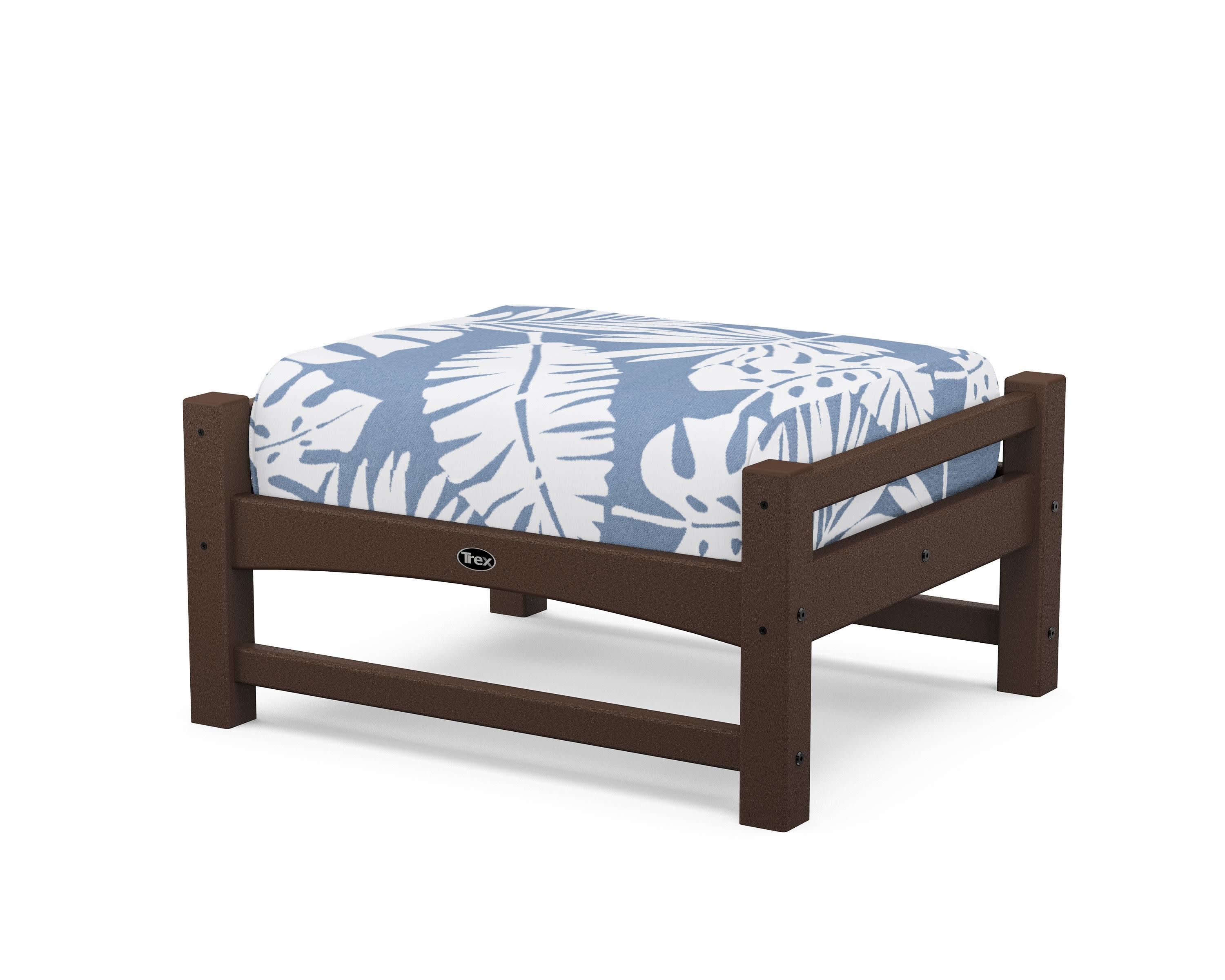 Rockport Club Ottoman in Vintage Lantern / Leaf Sky Blue