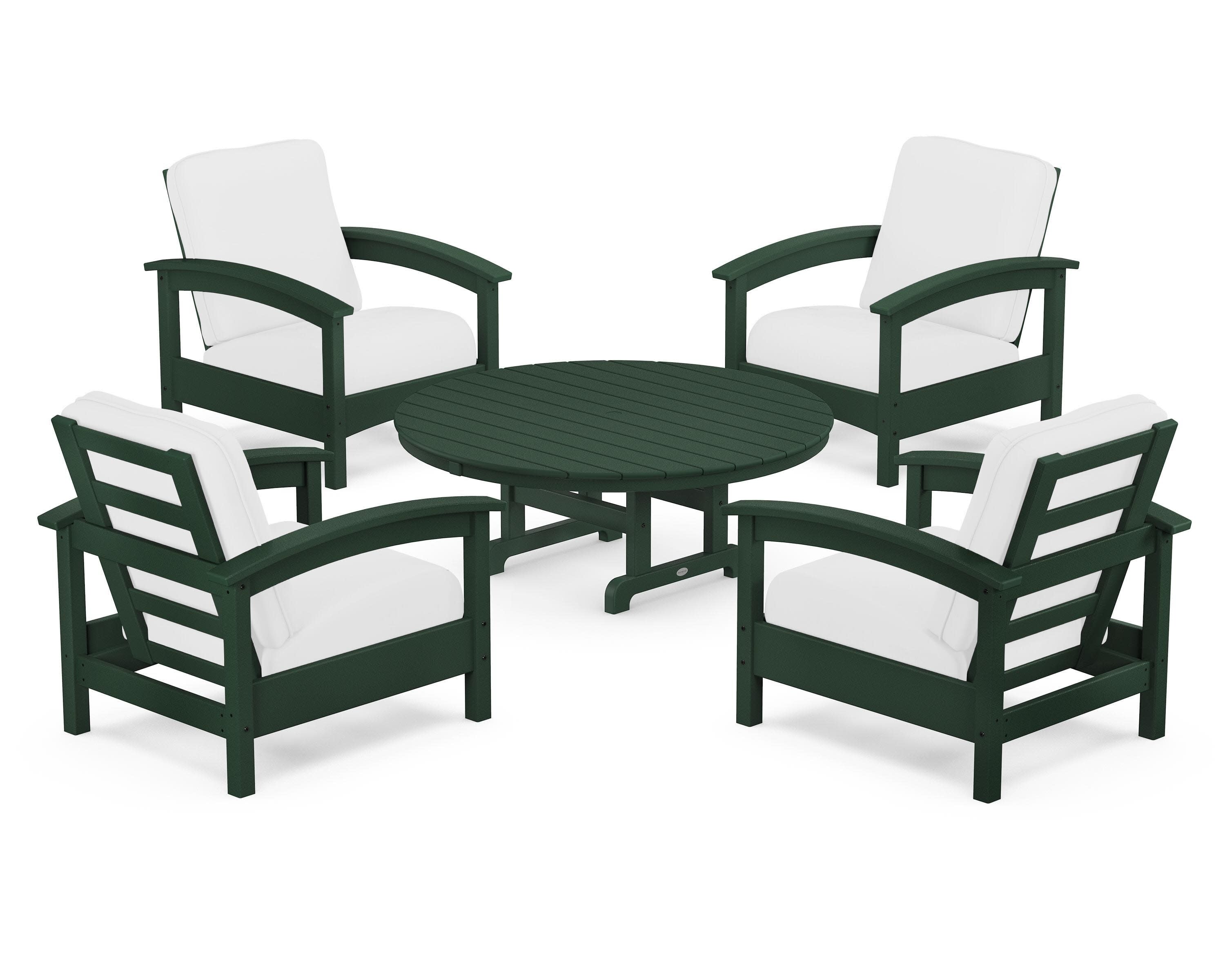 Rockport 5-Piece Deep Seating Set in Rainforest Canopy / Natural