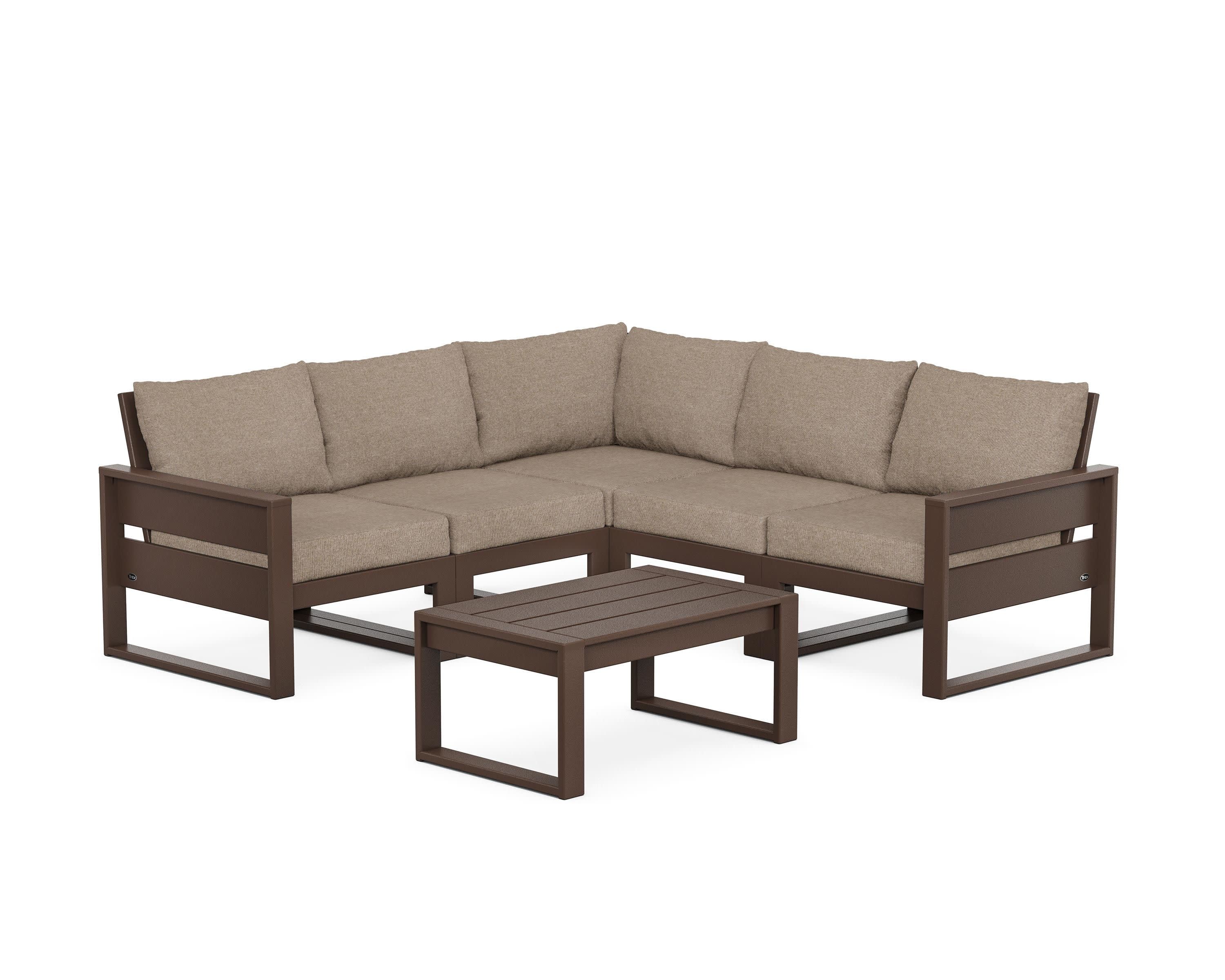 Eastport 6-Piece Deep Seating Sectional + Coffee Table Set in Vintage Lantern / Spiced Burlap