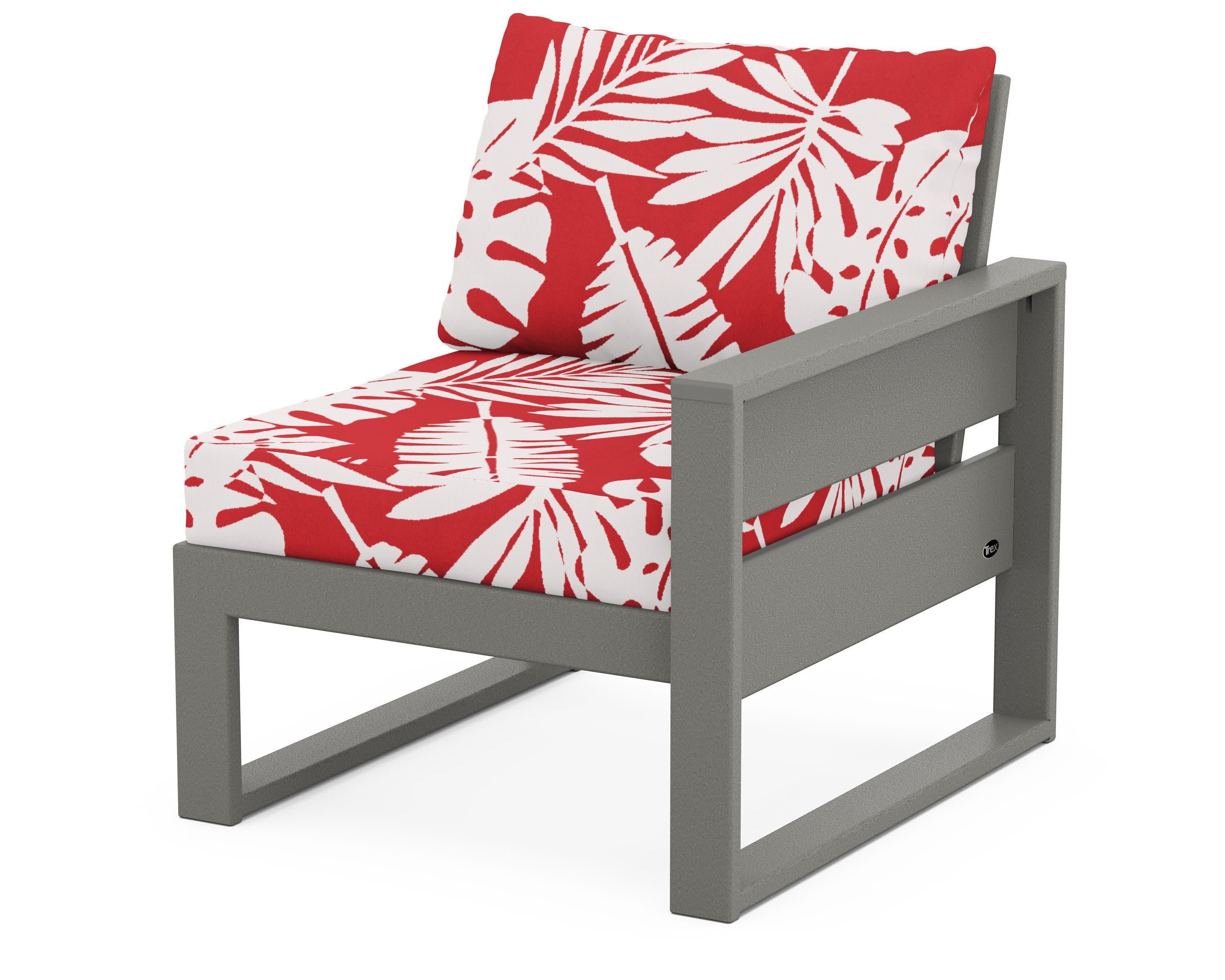 Eastport Modular Right Arm Chair in Stepping Stone / Leaf Crimson