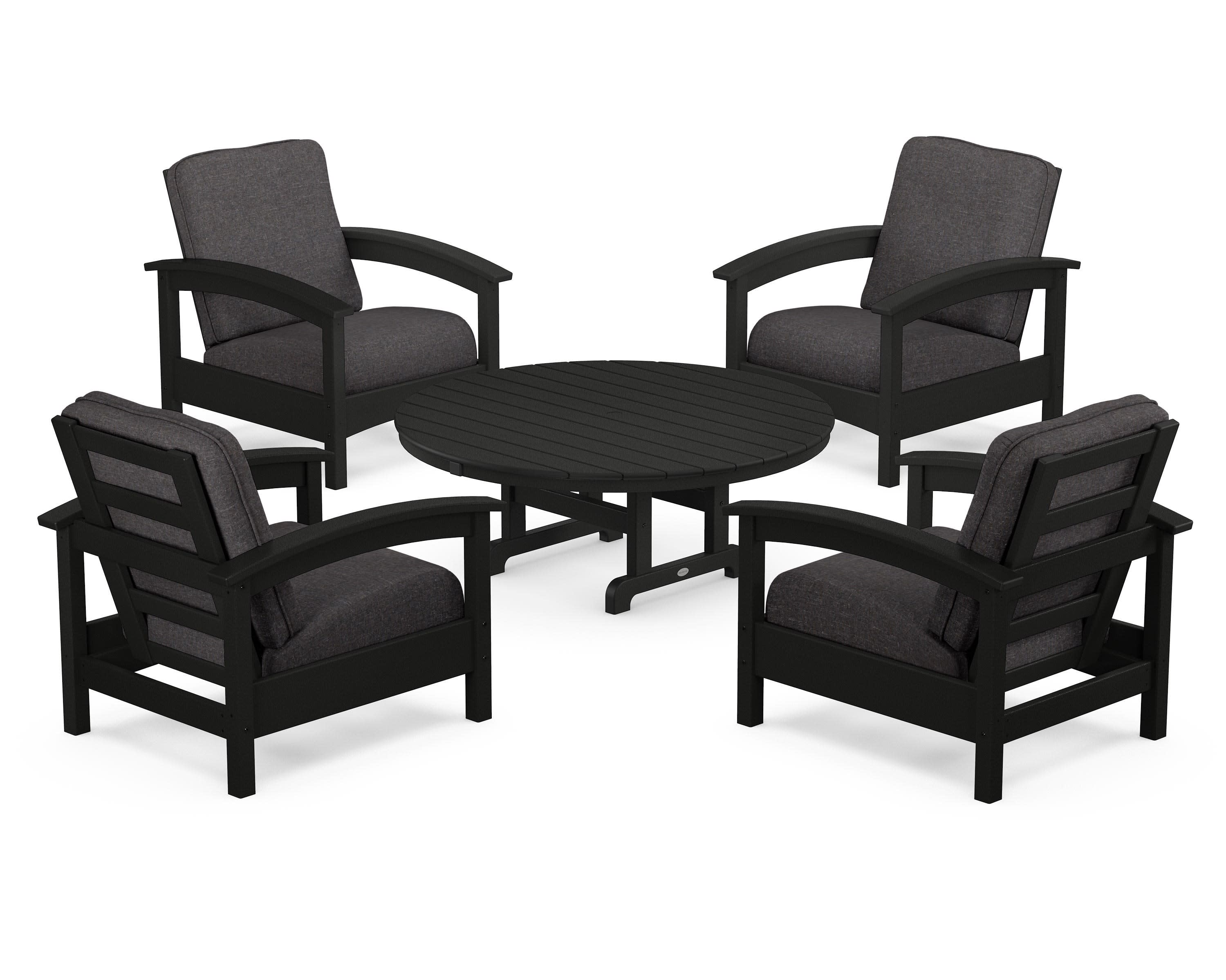 Rockport 5-Piece Deep Seating Set in Charcoal Black / Ash Charcoal