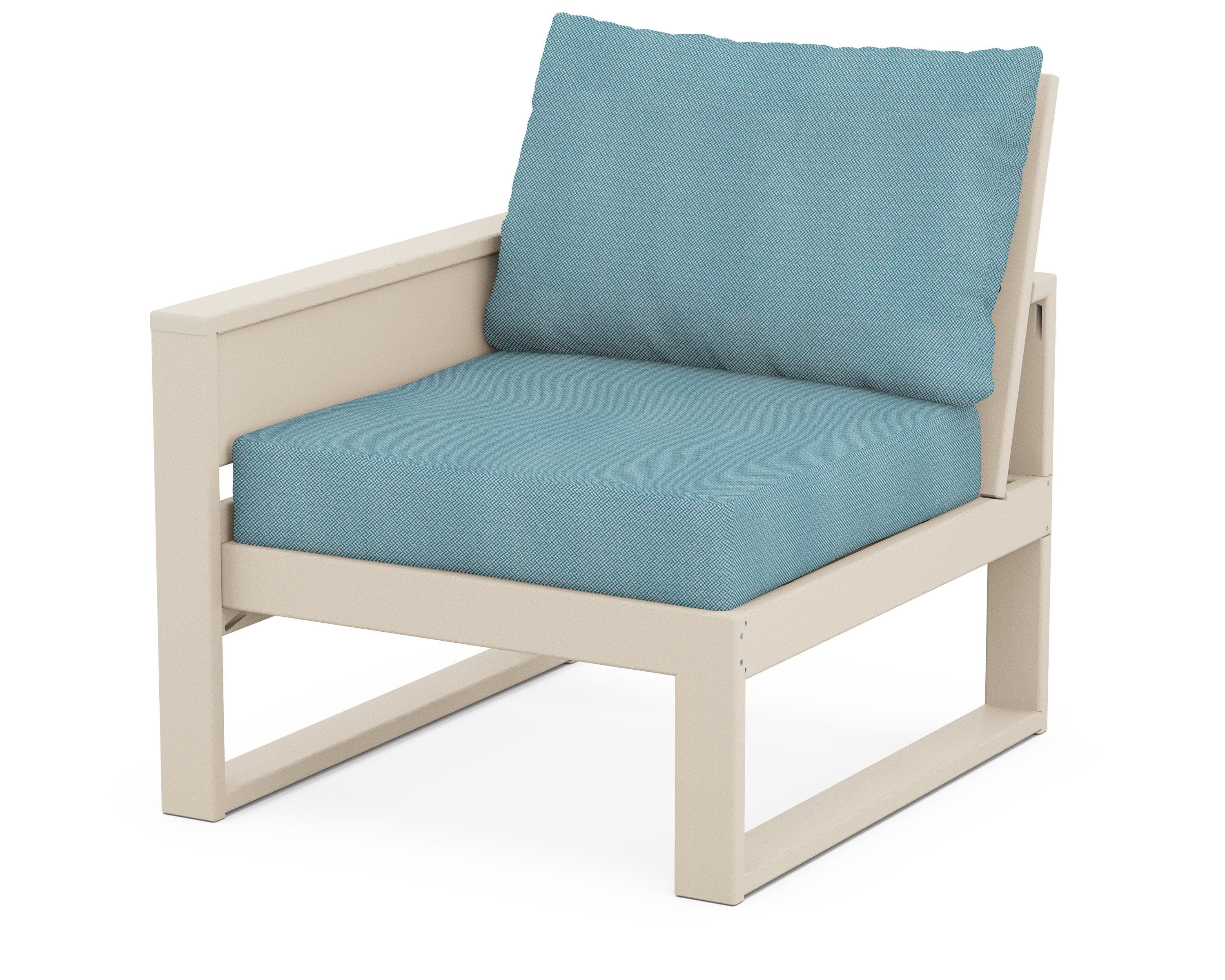 Eastport Modular Left Arm Chair in Sand Castle / Lattice Sky Blue