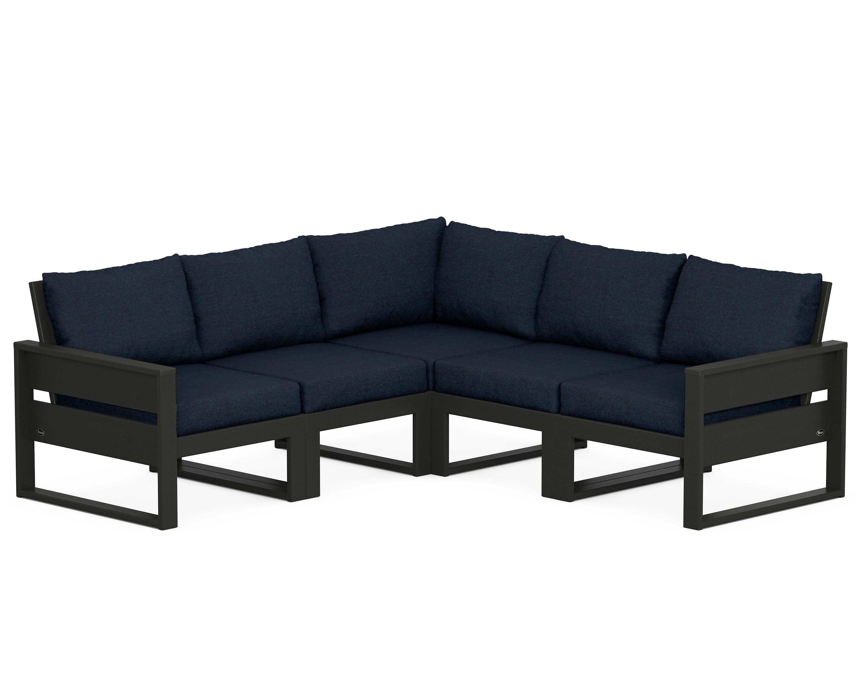 Eastport 5-Piece Sectional in Charcoal Black / Marine Indigo