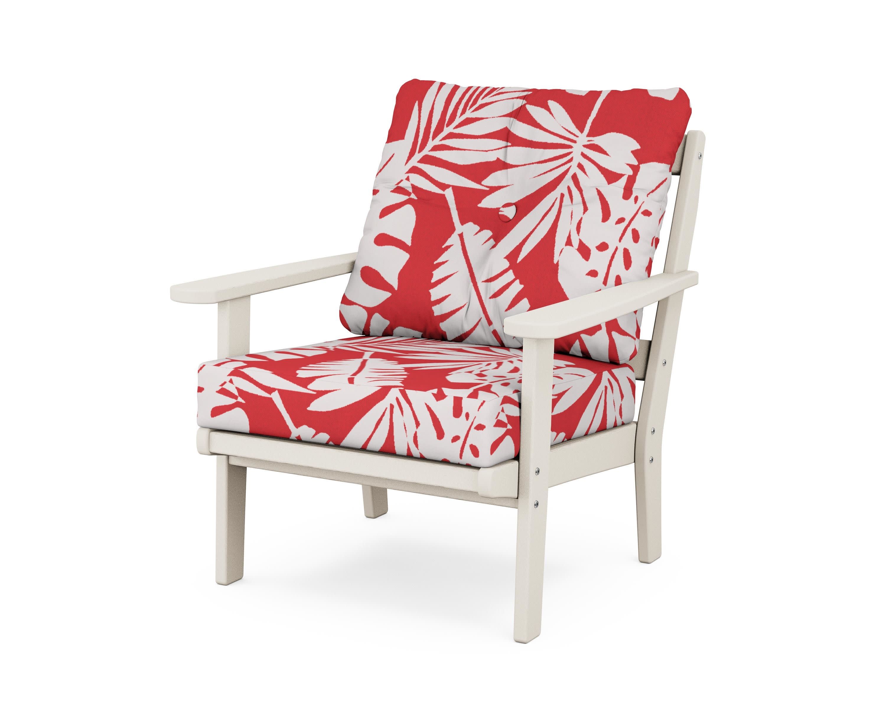 Cape Cod Deep Seating Chair in Sand Castle / Leaf Crimson