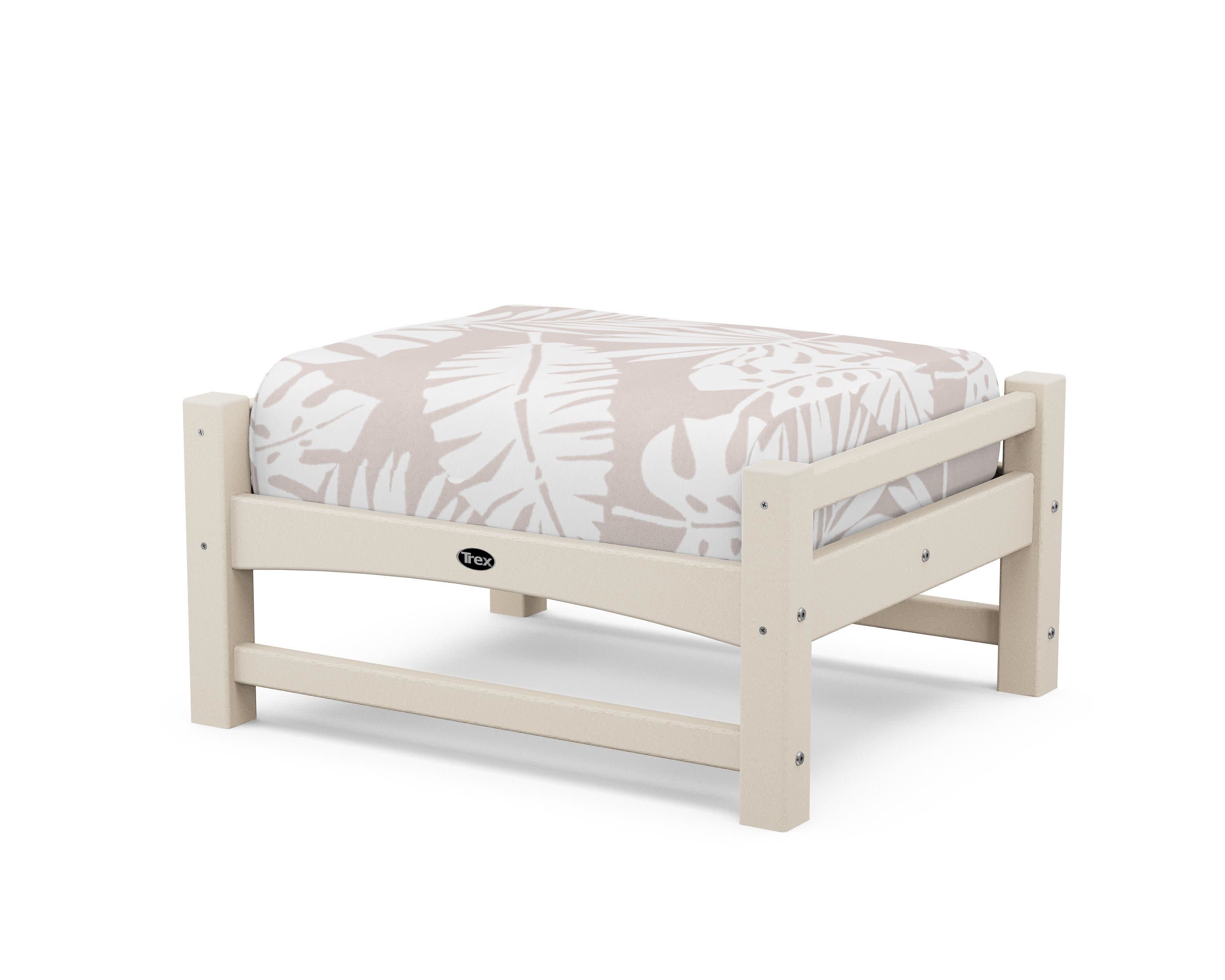 Rockport Club Ottoman in Sand Castle / Leaf Dune Burlap