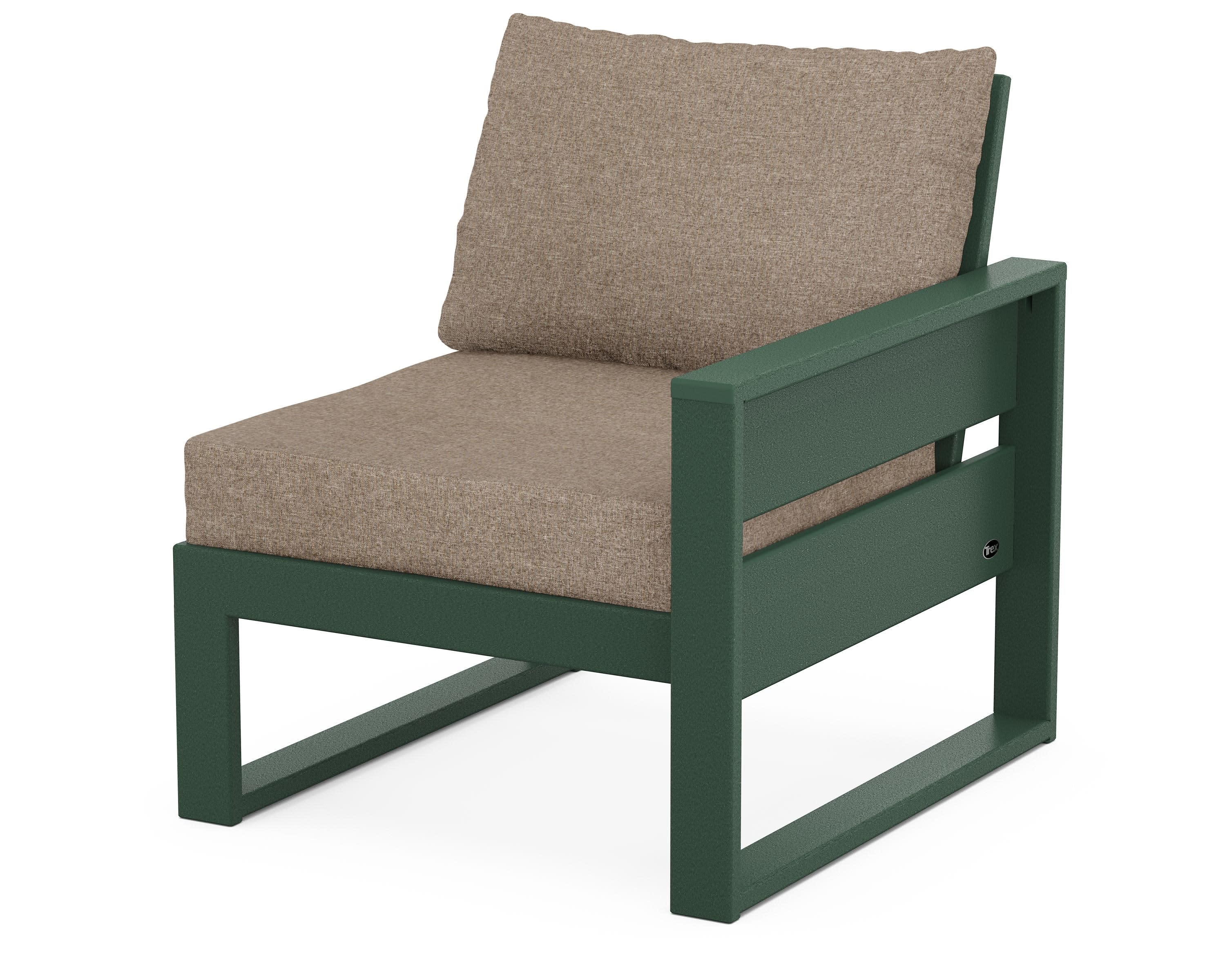 Eastport Modular Right Arm Chair in Rainforest Canopy / Spiced Burlap