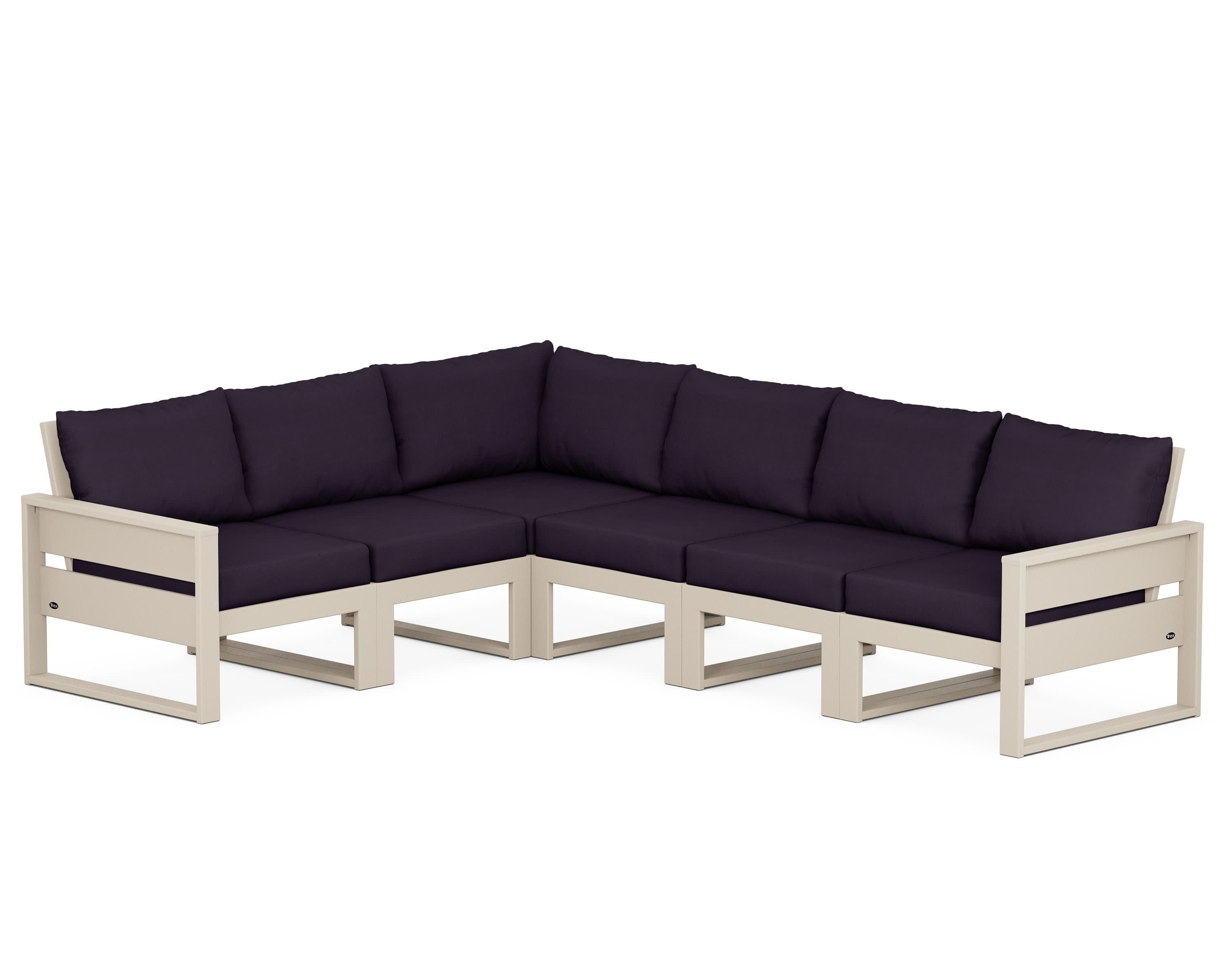 Eastport 6-Piece Sectional in Sand Castle / Navy Linen