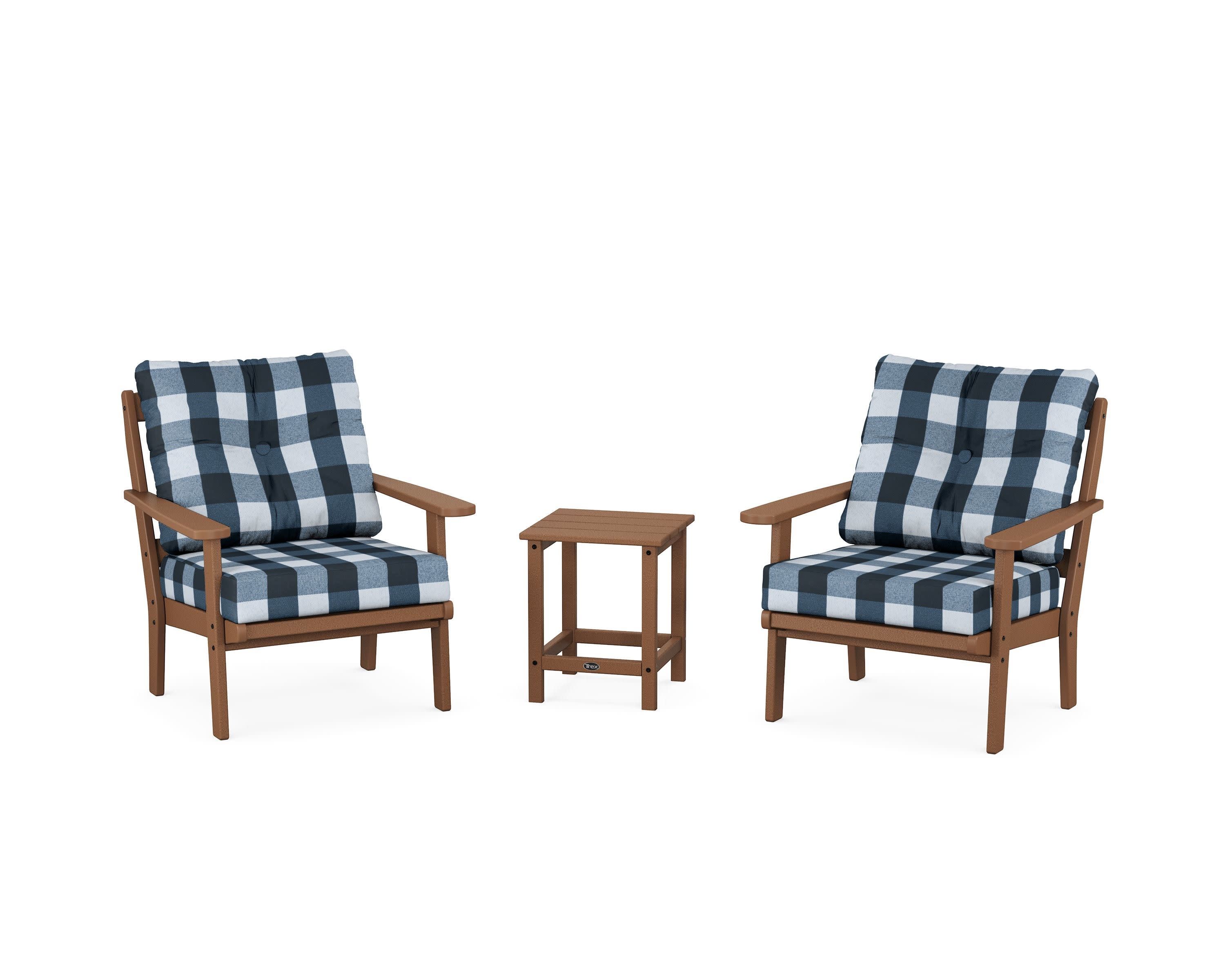 Cape Cod 3-Piece Deep Seating Set in Tree House / Buffalo Plaid Marine Indigo