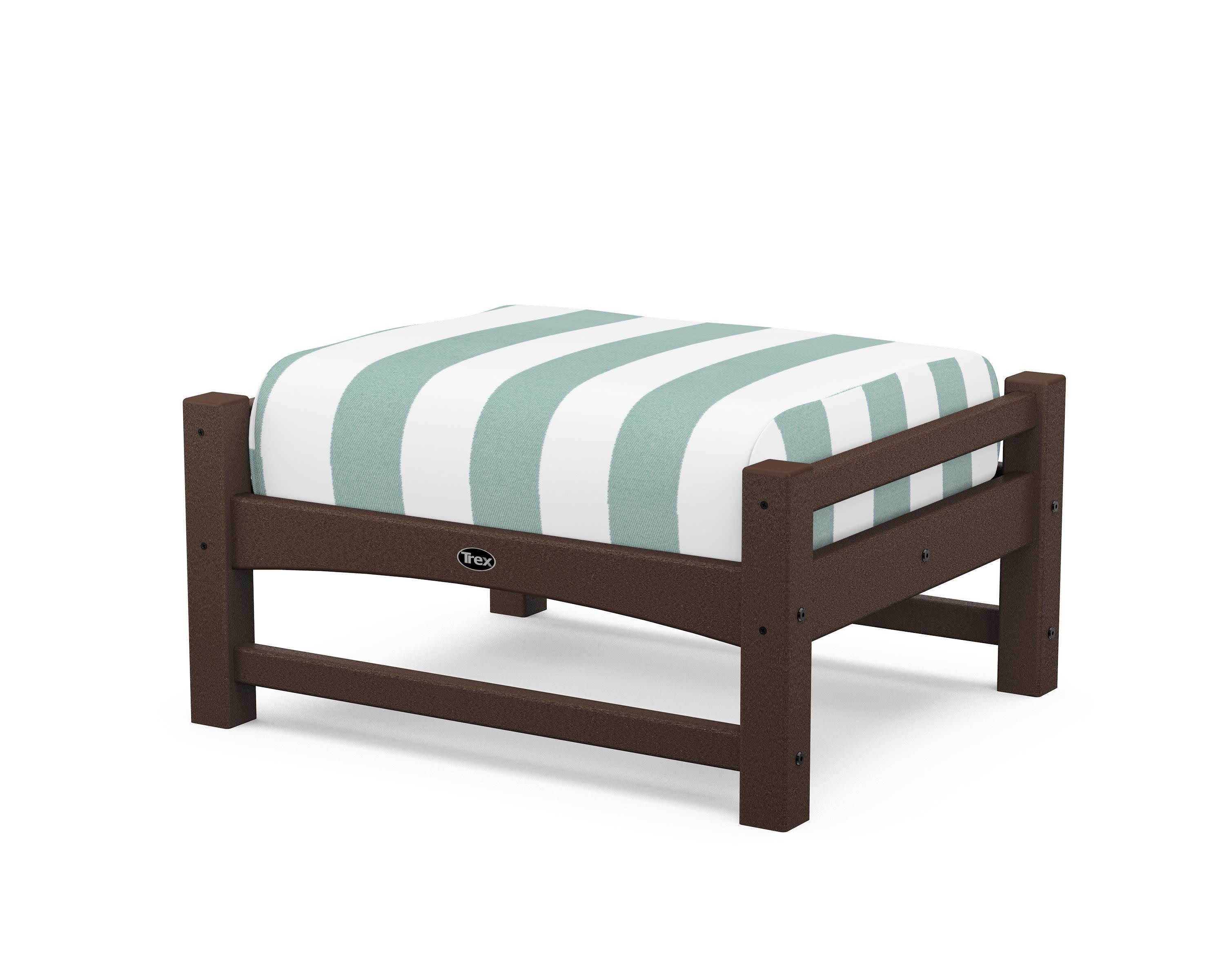 Rockport Club Ottoman in Vintage Lantern / Cabana Stripe Glacier Spa