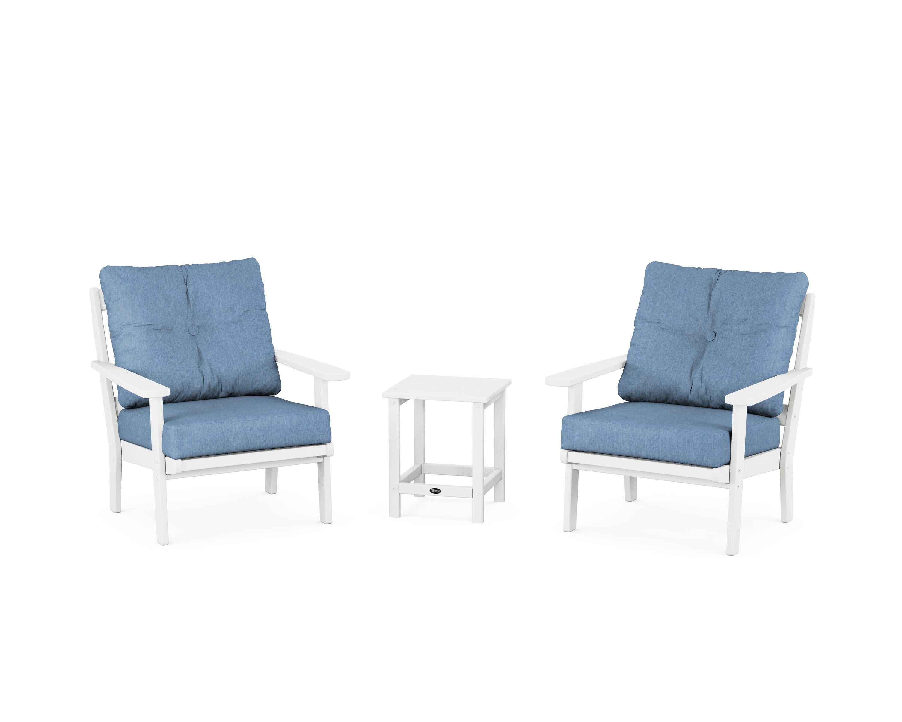 Cape Cod 3-Piece Deep Seating Set in Classic White / Sky Blue