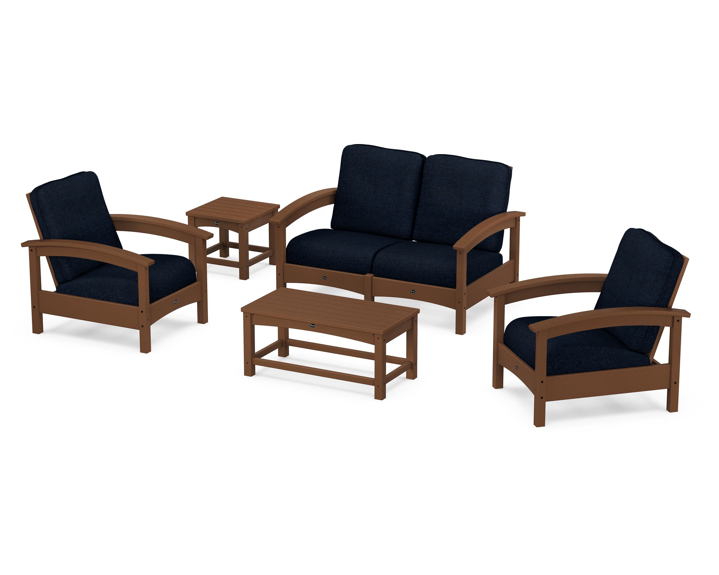 Rockport Club 6-Piece Deep Seating Conversation Set in Tree House / Marine Indigo