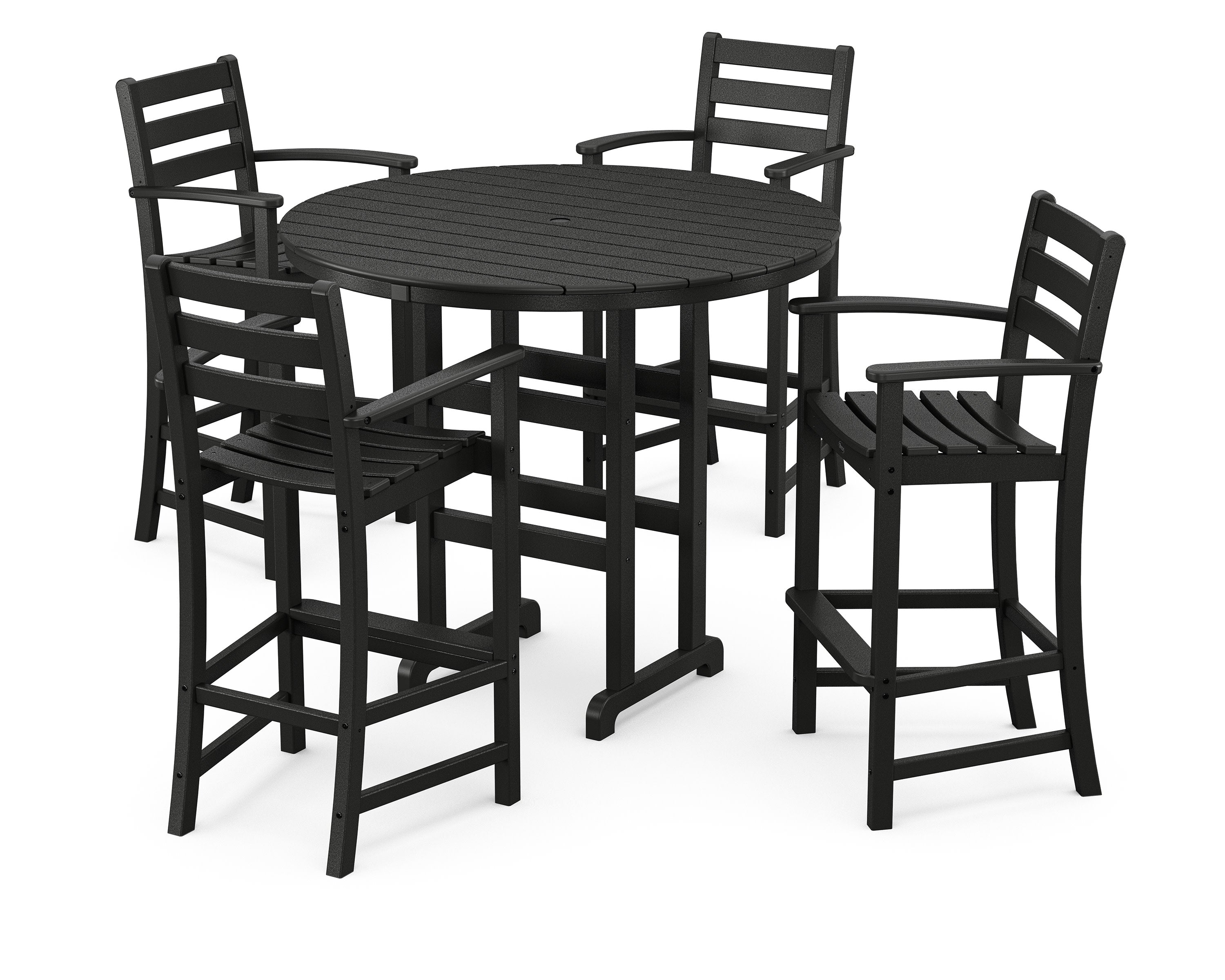 Monterey Bay 5-Piece Round Bar Set in Charcoal Black
