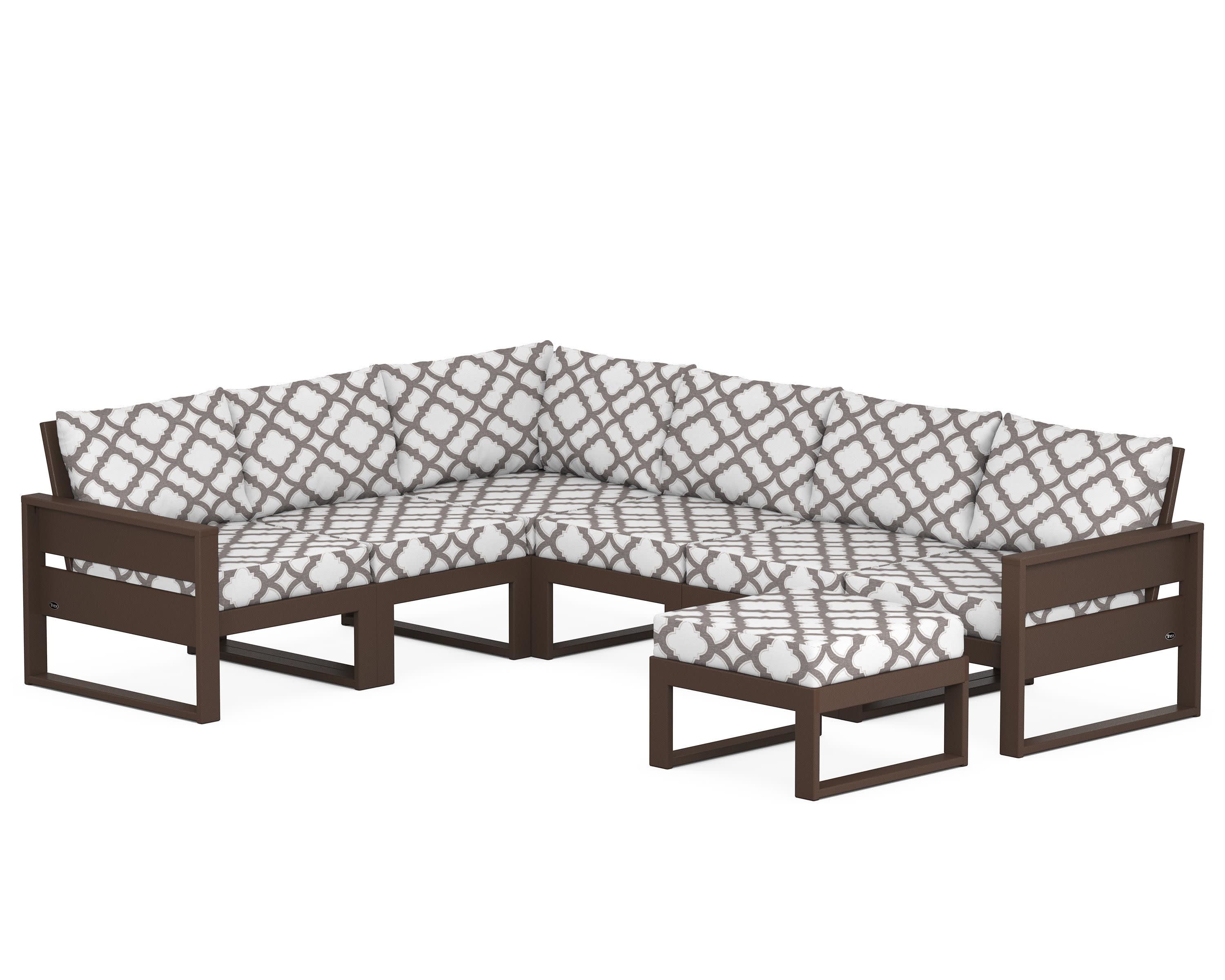 Eastport 6-Piece Sectional with Ottoman in Vintage Lantern / Trellis Grey Mist