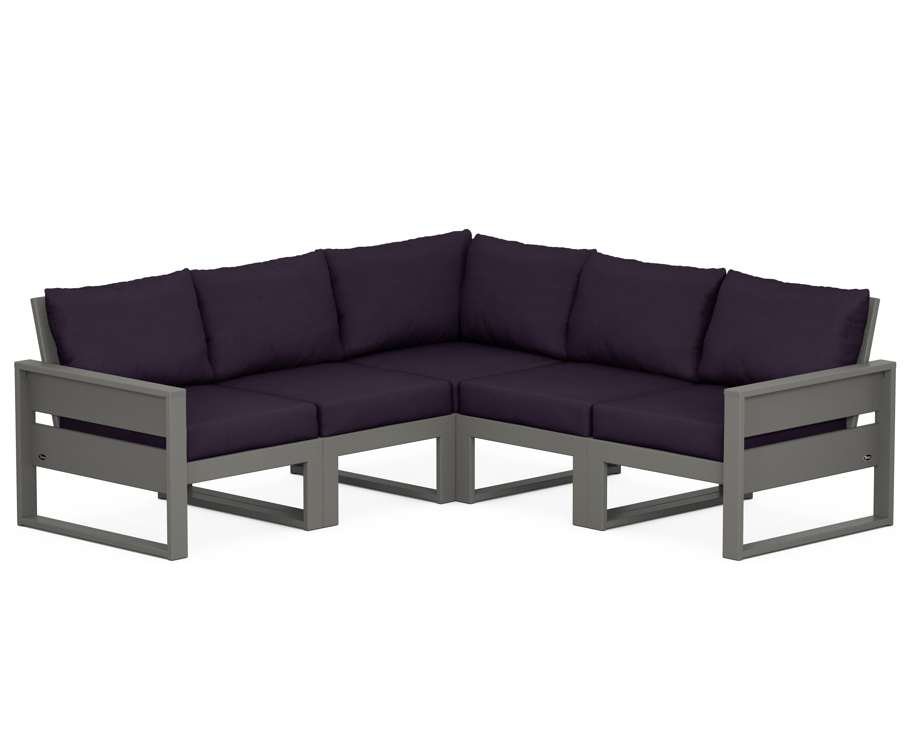 Eastport 5-Piece Sectional in Stepping Stone / Navy Linen