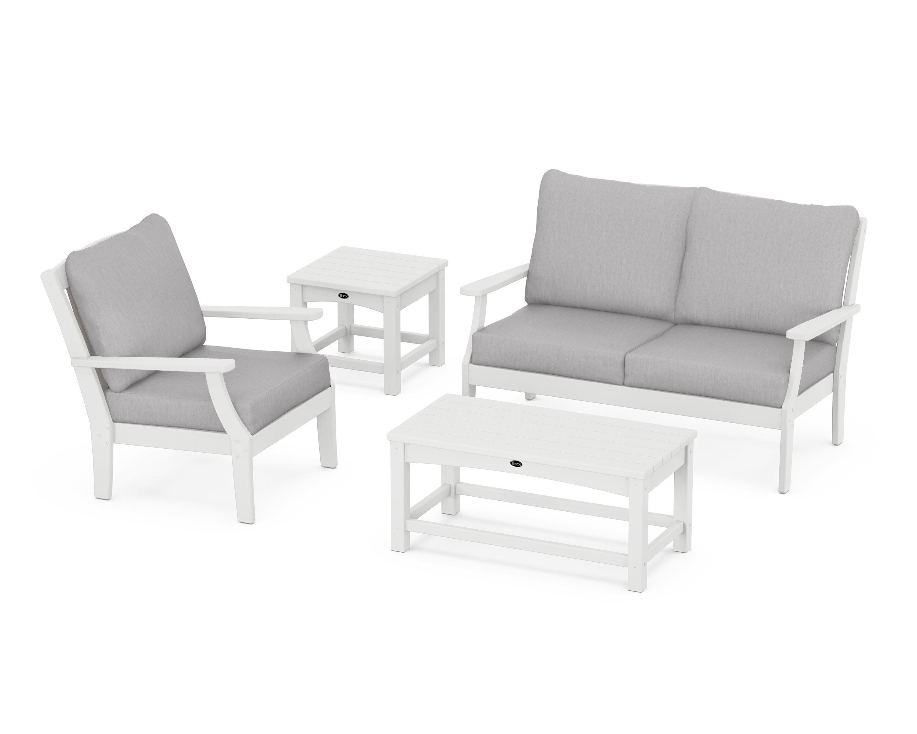 Yacht Club 4-Piece Deep Seating Set in Classic White / Granite