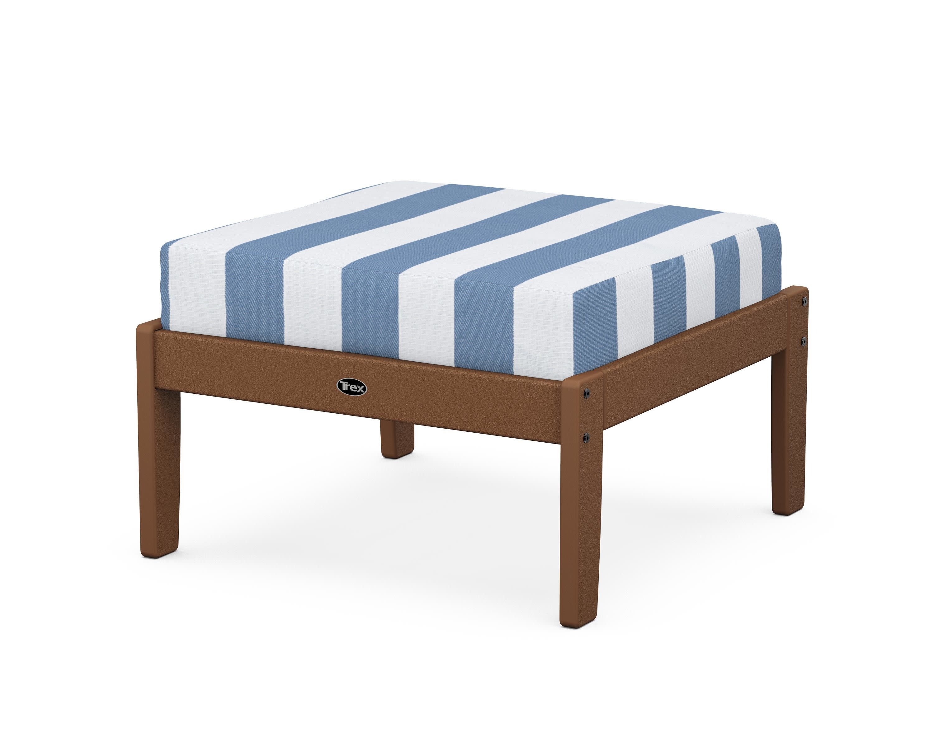 Yacht Club Deep Seating Ottoman in Tree House / Cabana Stripe Sky Blue