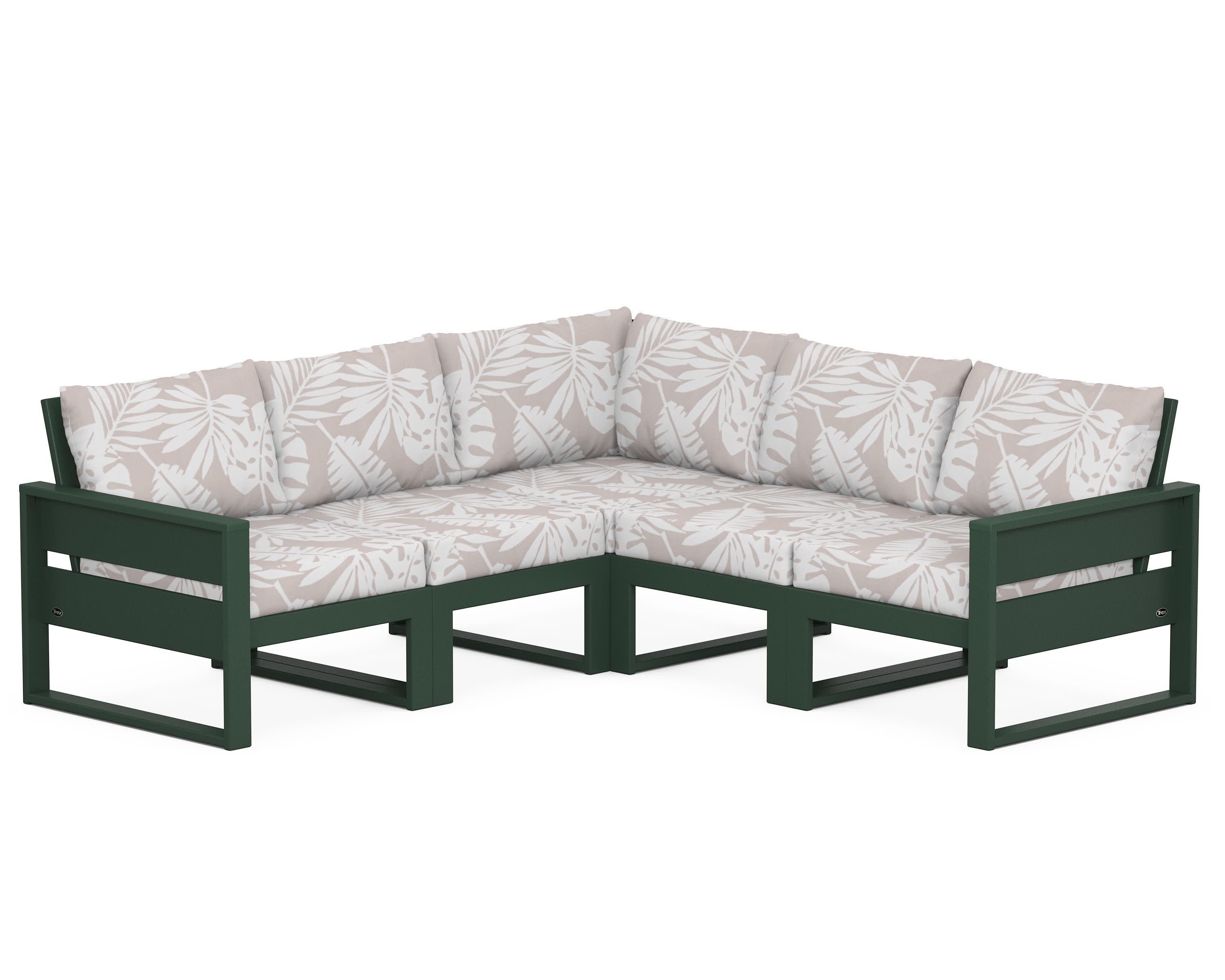 Eastport 5-Piece Sectional in Rainforest Canopy / Leaf Dune Burlap