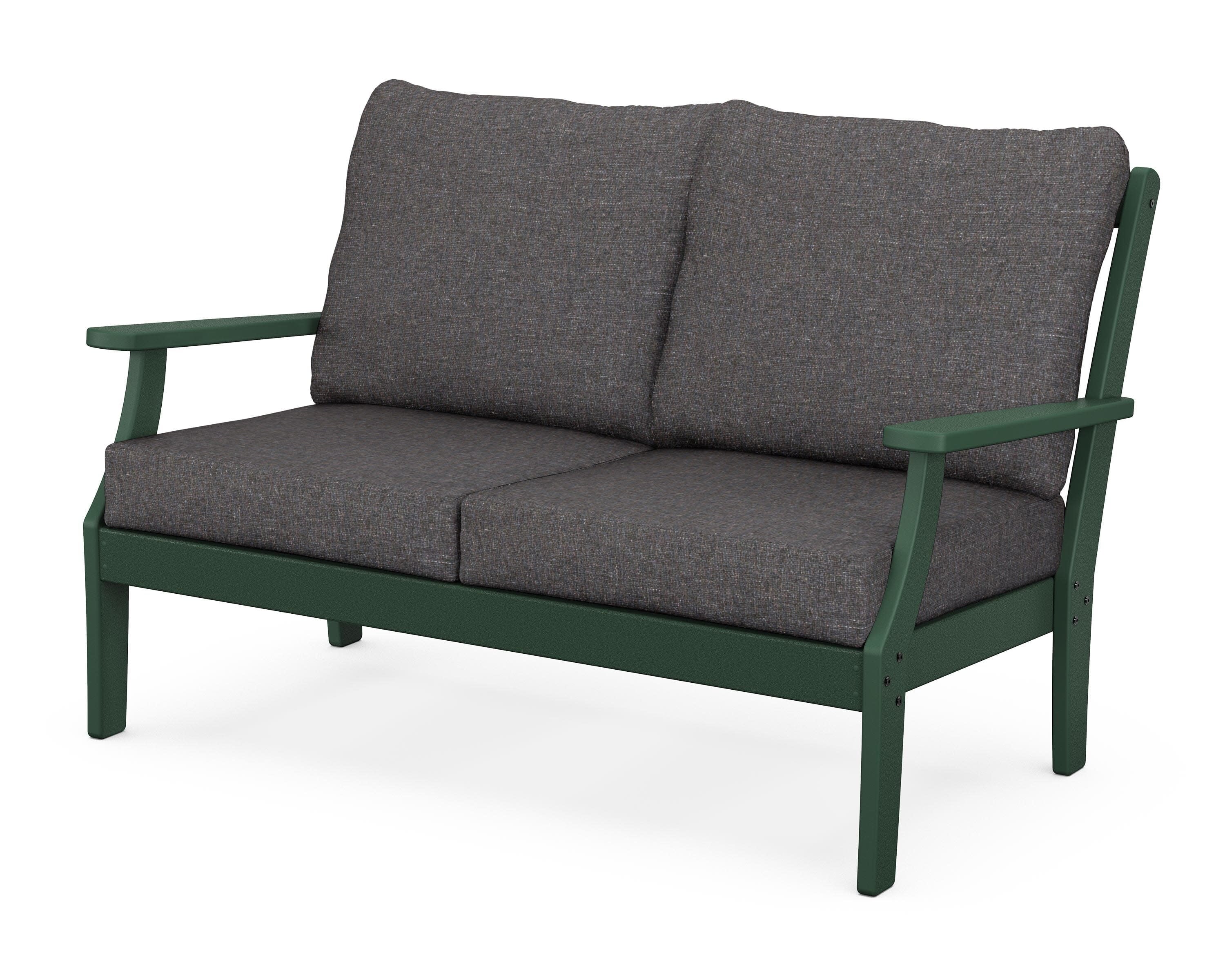 Yacht Club Deep Seating Loveseat in Rainforest Canopy / Ash Charcoal