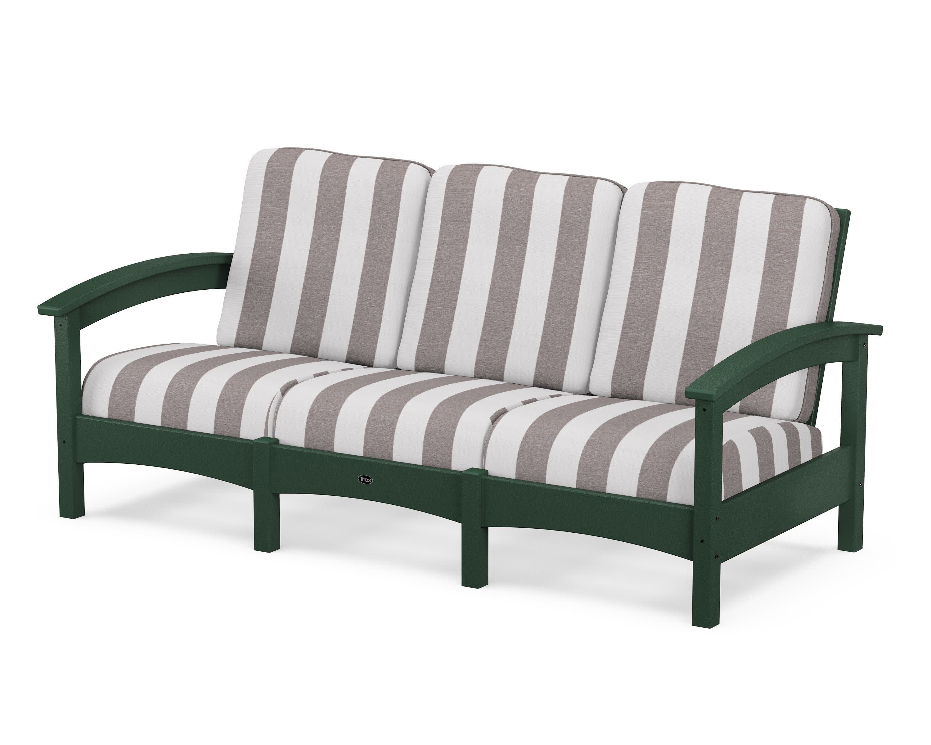 Rockport Club Sofa in Rainforest Canopy / Cabana Stripe Grey Mist