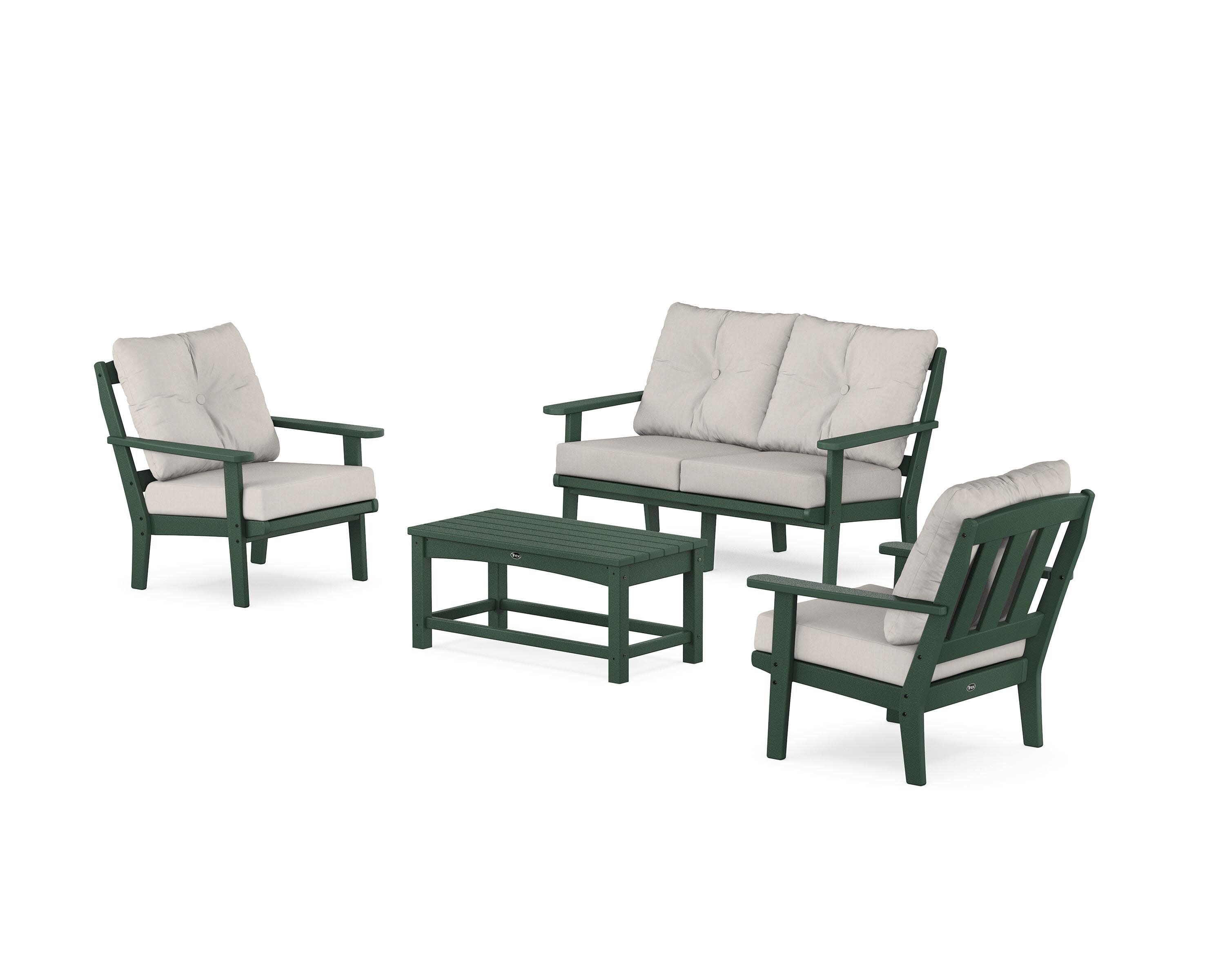 Cape Cod 4-Piece Deep Seating Set with Loveseat in Rainforest Canopy / Cast Ash