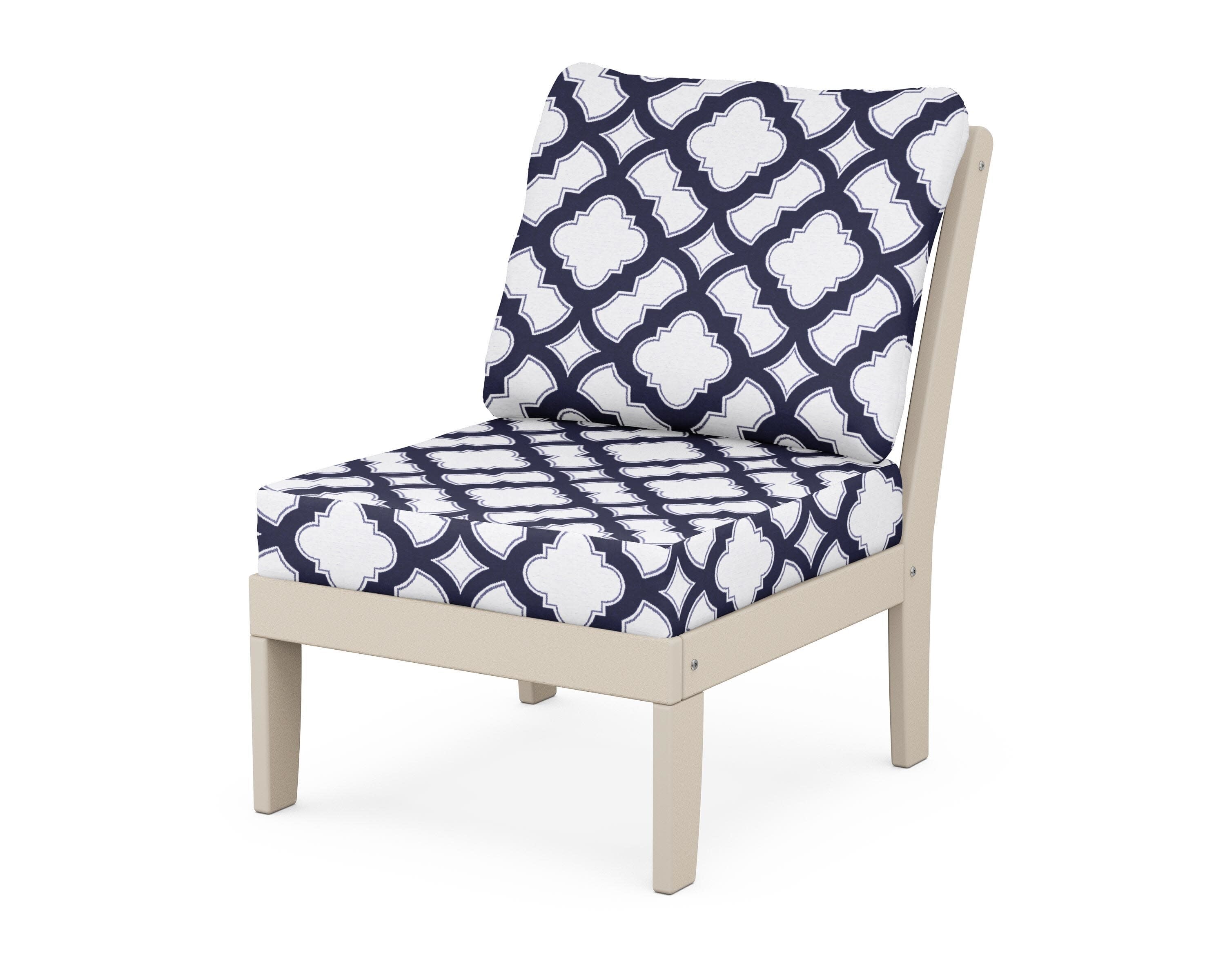 Yacht Club Modular Armless Chair in Sand Castle / Trellis Navy