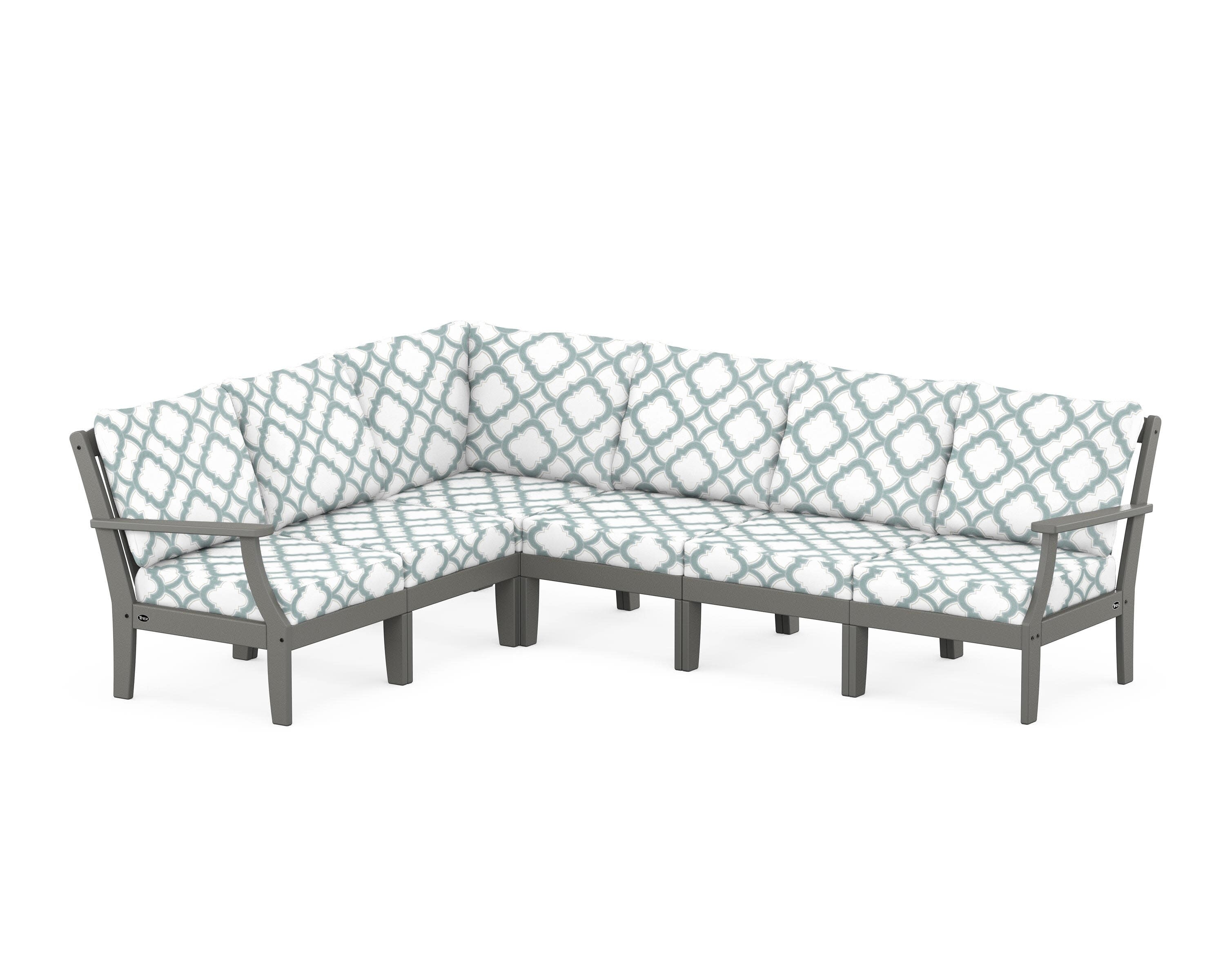 Yacht Club Modular 6-Piece Deep Seating Set in Stepping Stone / Trellis Glacier Spa