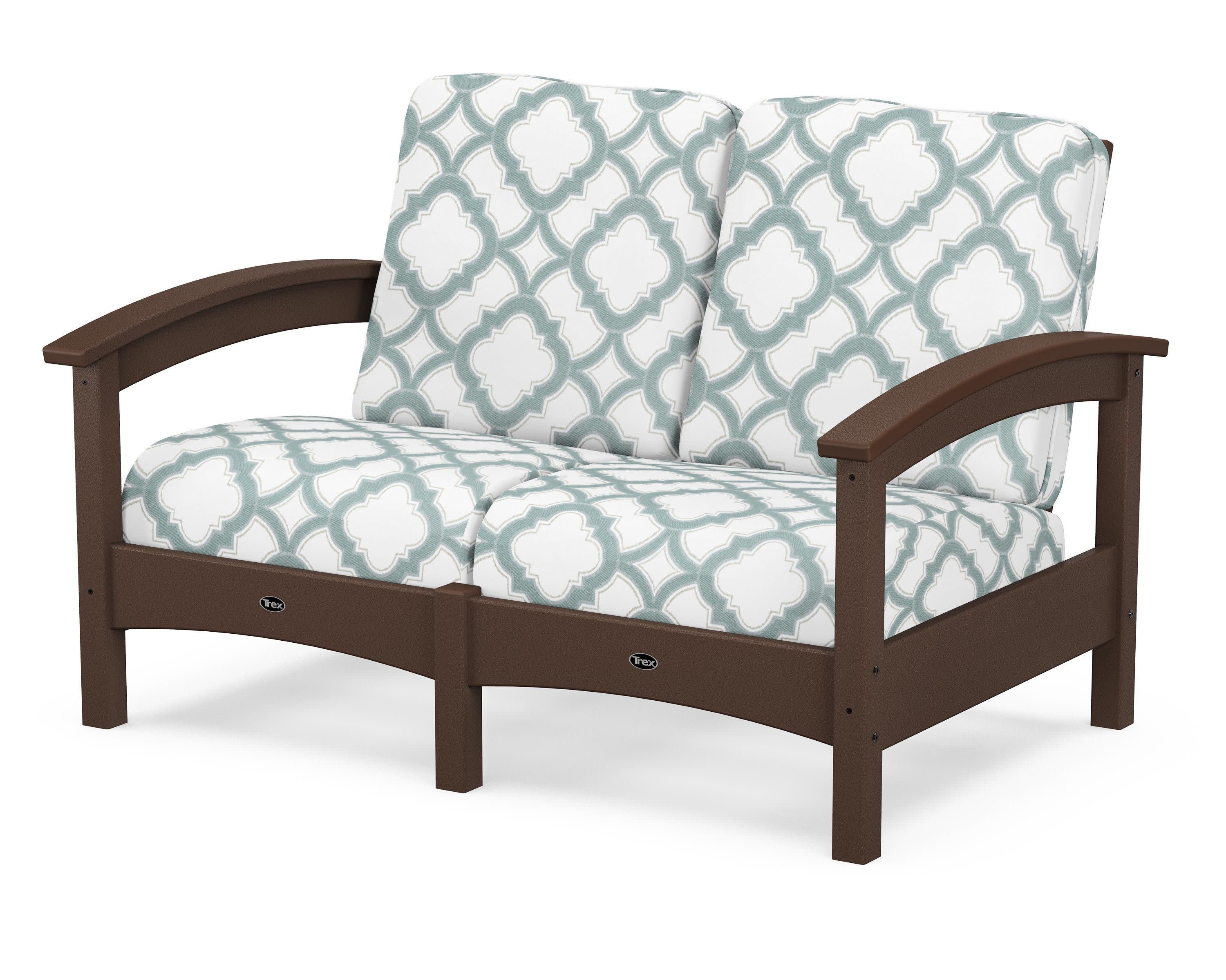 Rockport Club Loveseat in Vintage Lantern / Trellis Glacier Spa