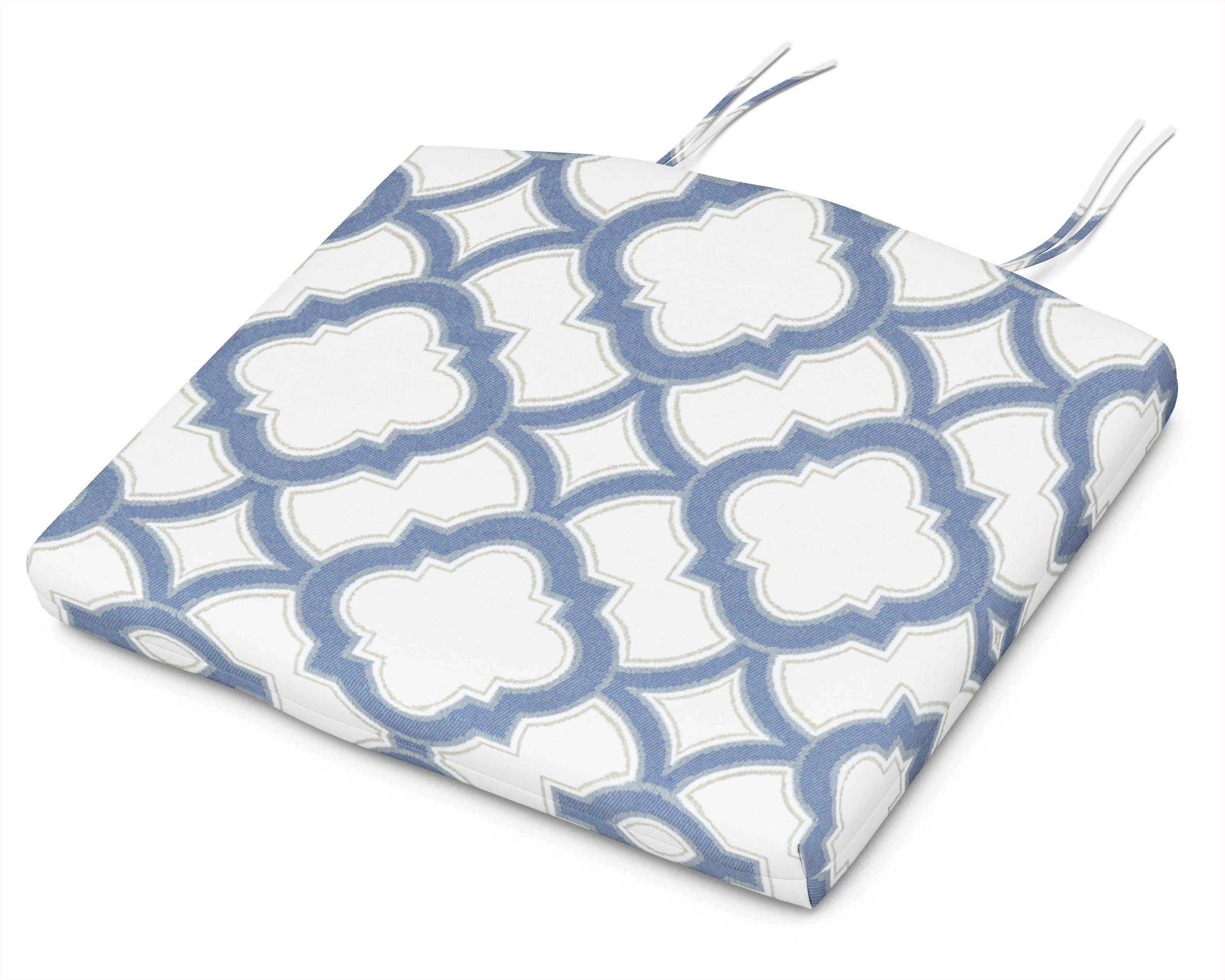 Seat Cushion - 18"D x 22"W x 2.5"H in Trellis Sky Blue